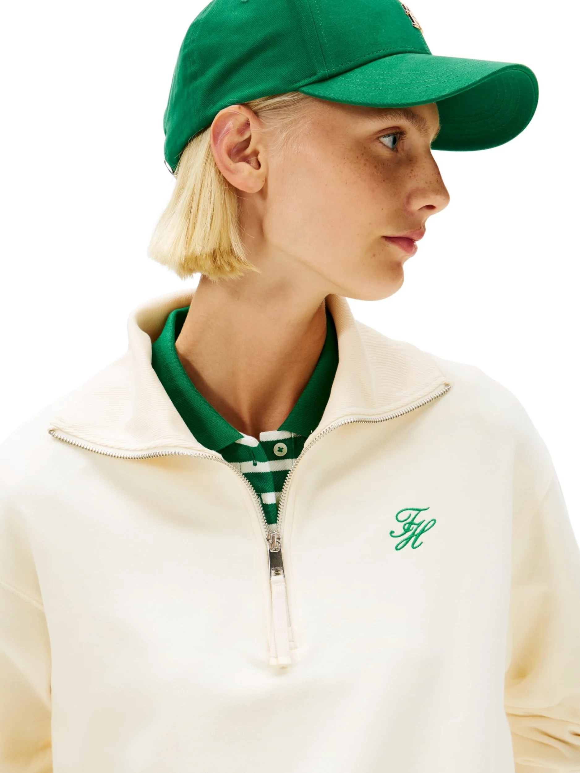 Tommy Hilfiger TH Script Half Zip Terry Swtshrt Ww0ww49470 Sudadera con Media Cremallera Mujer (Pack de 1)