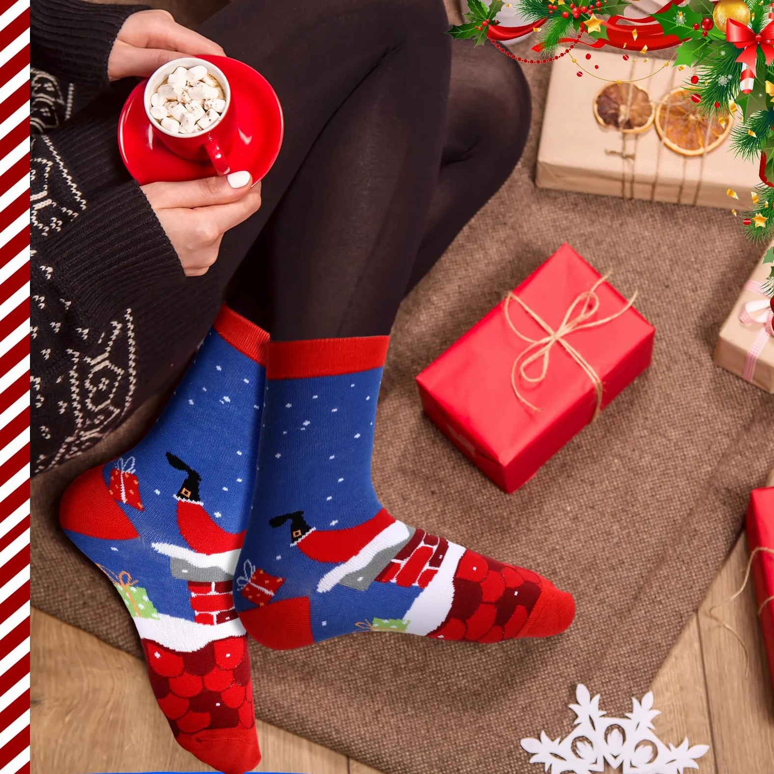 Jeyiour 36 calcetines de Navidad para mujer, calcetines de algodón de punto suave para hombre y mujer, novedosos calcetines de Navidad de algodón divertidos