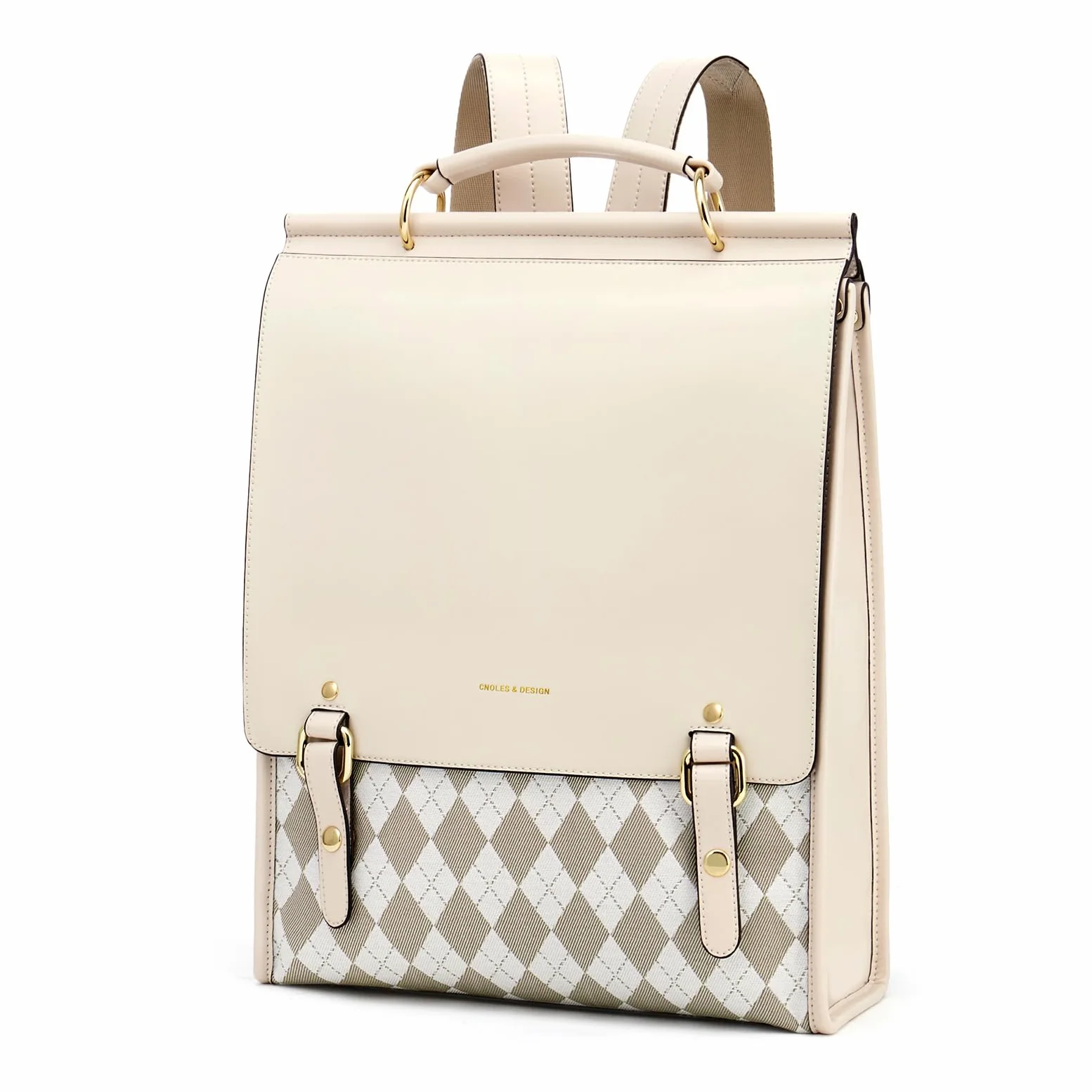 Cnolés - Mochila de piel para mujer, elegante, impermeable, para mujer, antirrobo, para mujer, mochila de piel antirrobo, para mujer, para ordenador portátil, Beige-3268, large, Elegante