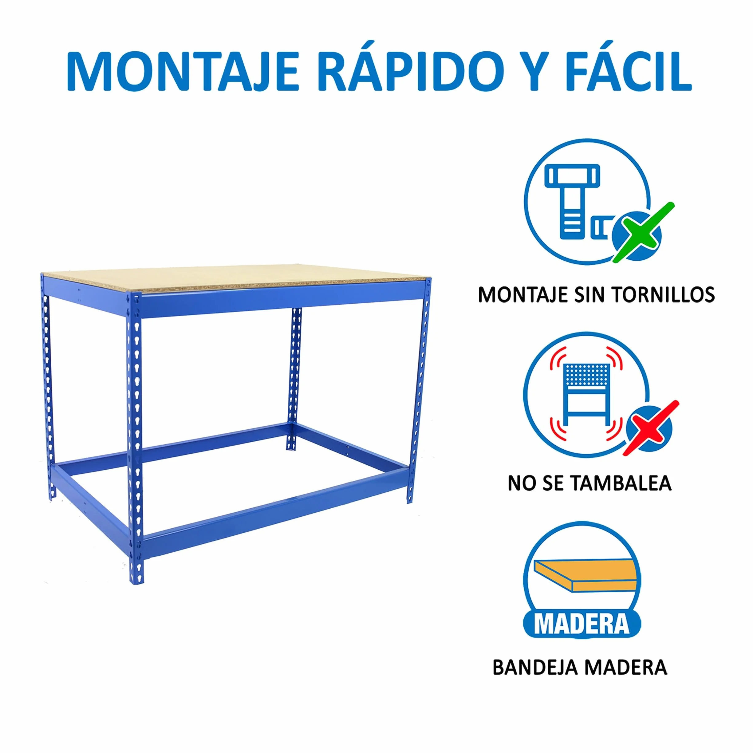Simon Rack Banco de Trabajo Taller 400 kg 900x1200x900 mm Azul Madera BT-Basic