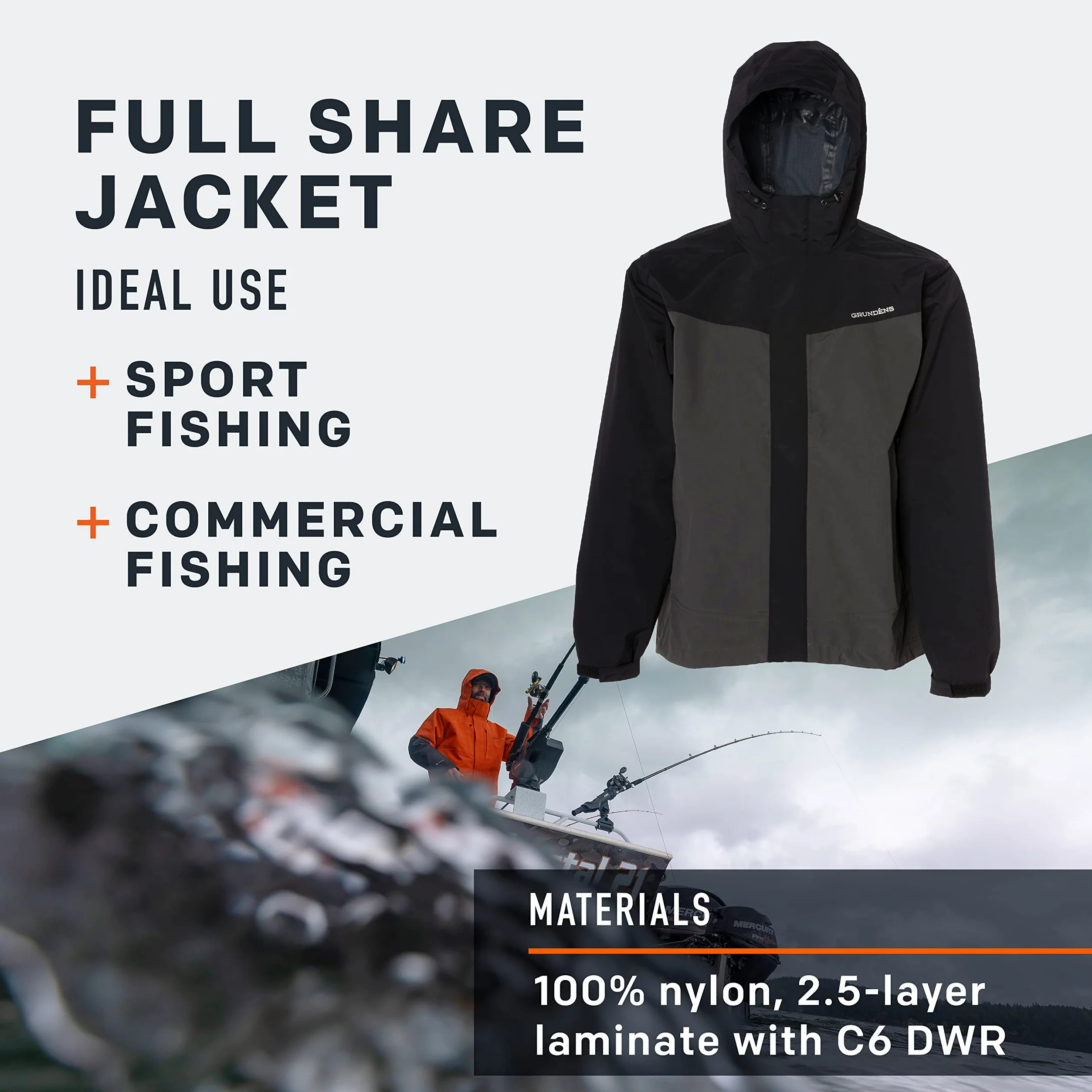 Grundéns Chaqueta Full Share para hombre, impermeable, transpirable
