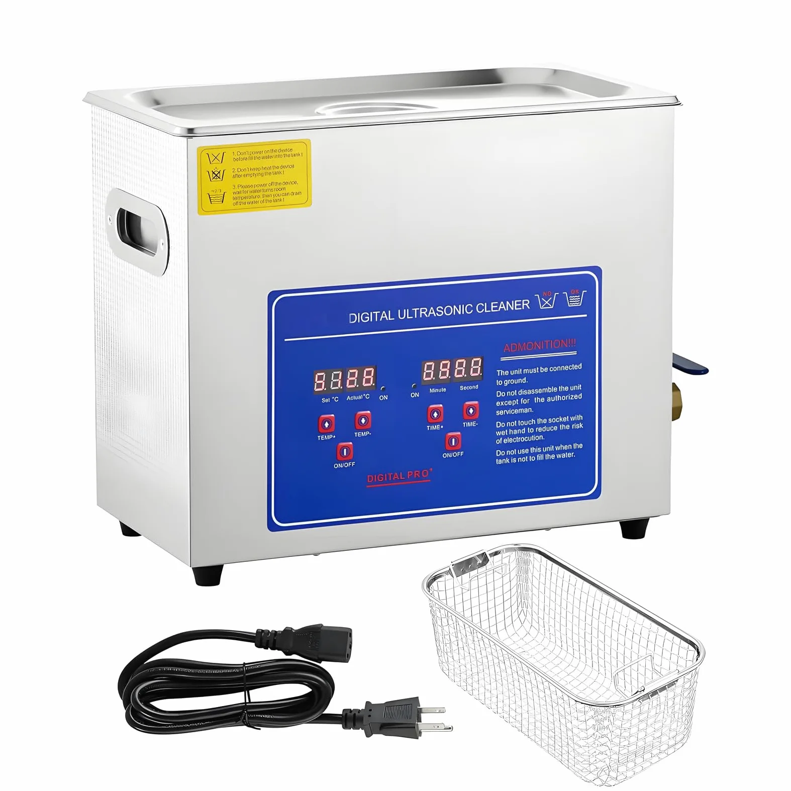 Limpiador ultrasónico comercial, máquina de limpieza profesional de 40 kHz con temporizador digital y calentador, limpiador sónico industrial para relojes, herramientas, piezas de metal, 10 L