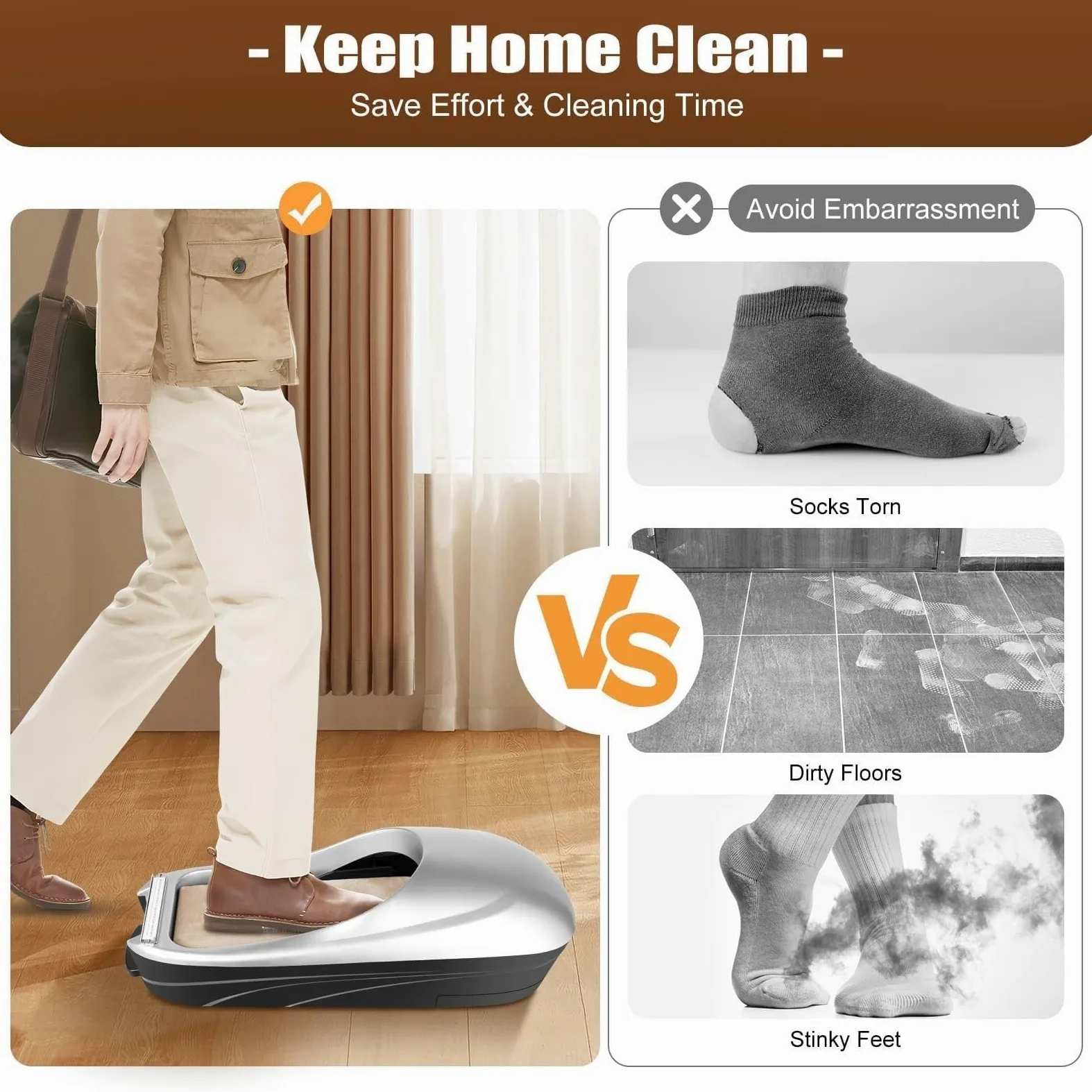 Dispensador automático de fundas de zapatos con 2 rollos de película para zapatos, aplicador portátil manos libres, protector de suelo antideslizante para entrada de casa, oficina, taller