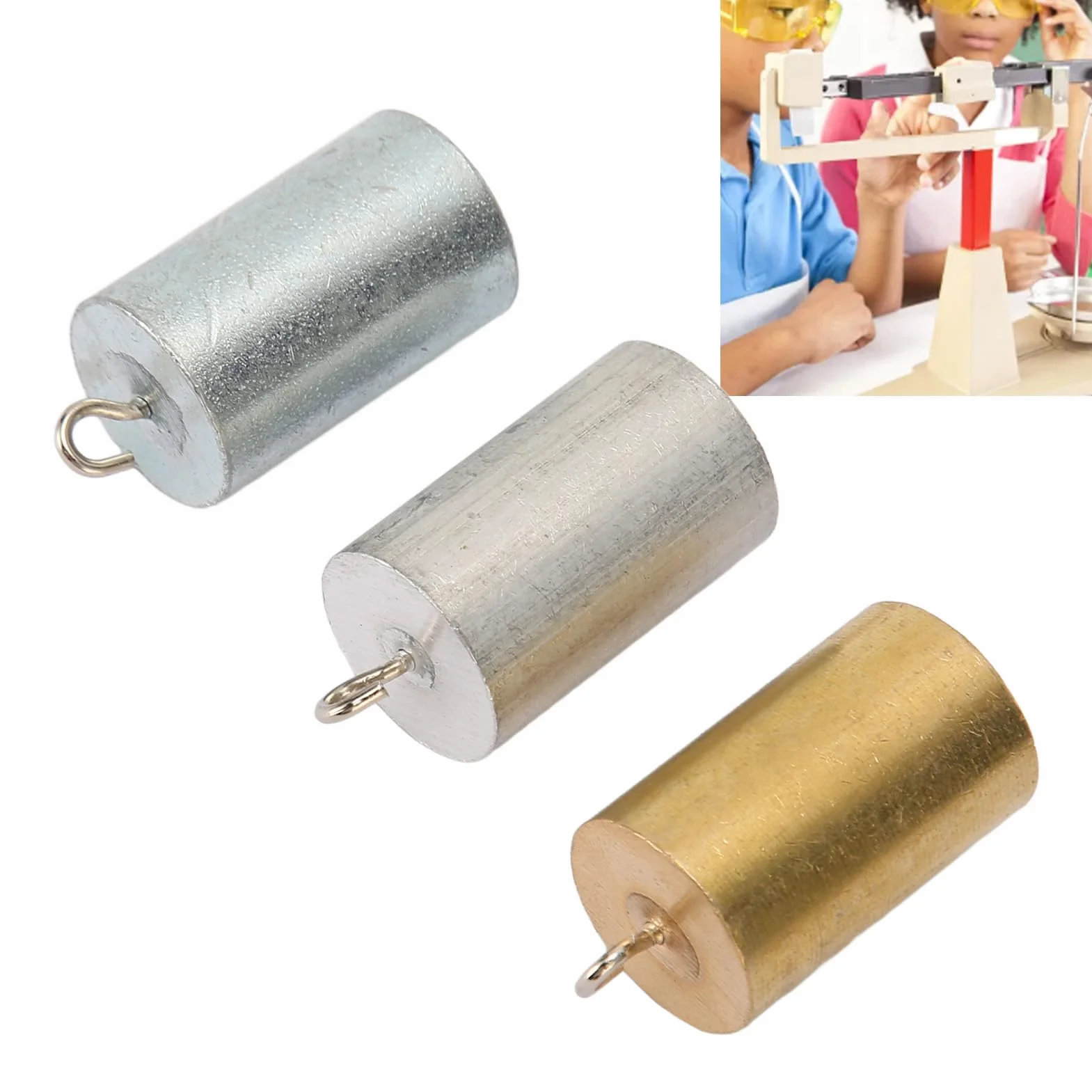 Juego de Bloques de Densidad de Metal, 3 Piezas, Cilindros de Aluminio, Hierro