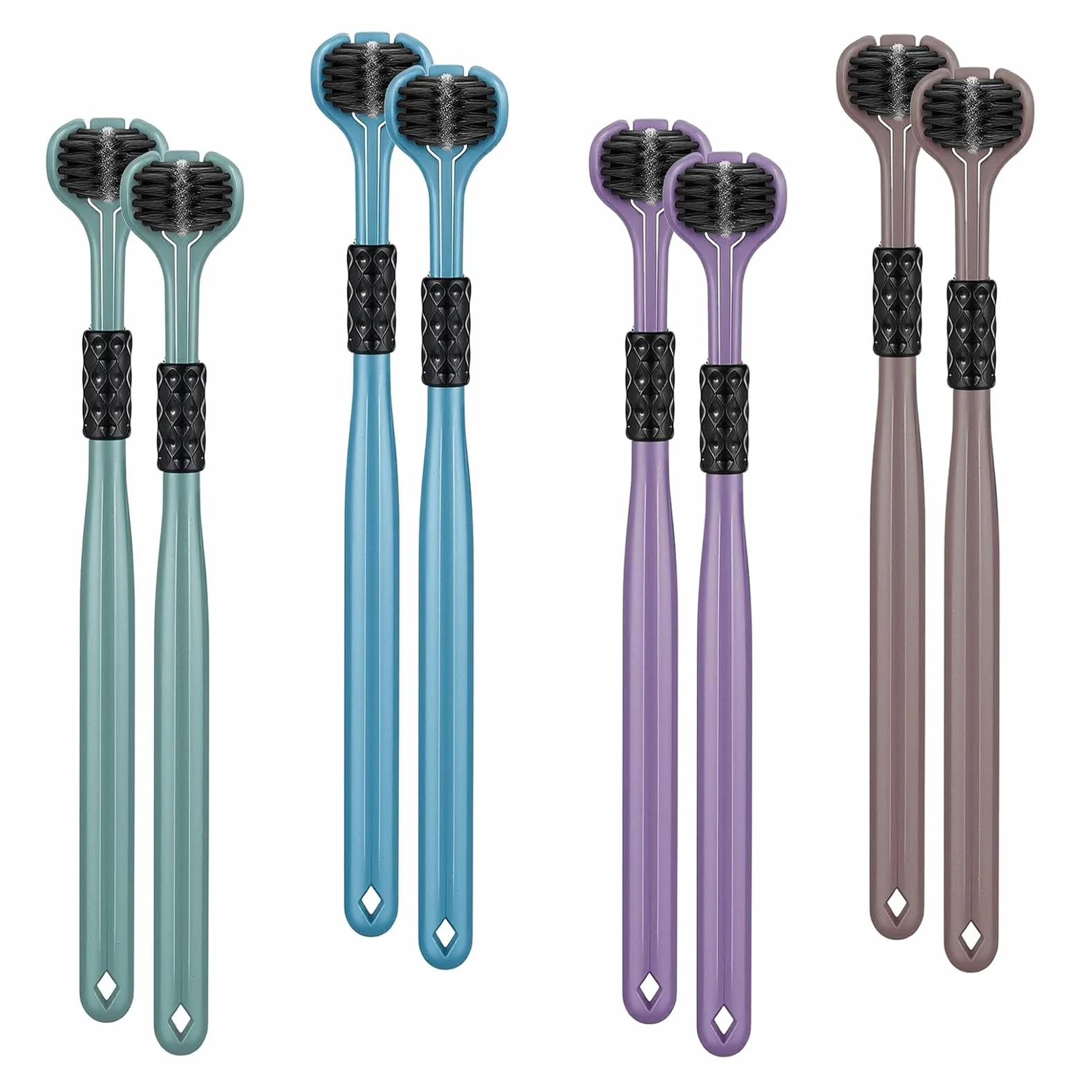 Cepillo de dientes de tres cabezales suave para adultos juego de viaje 3 lados