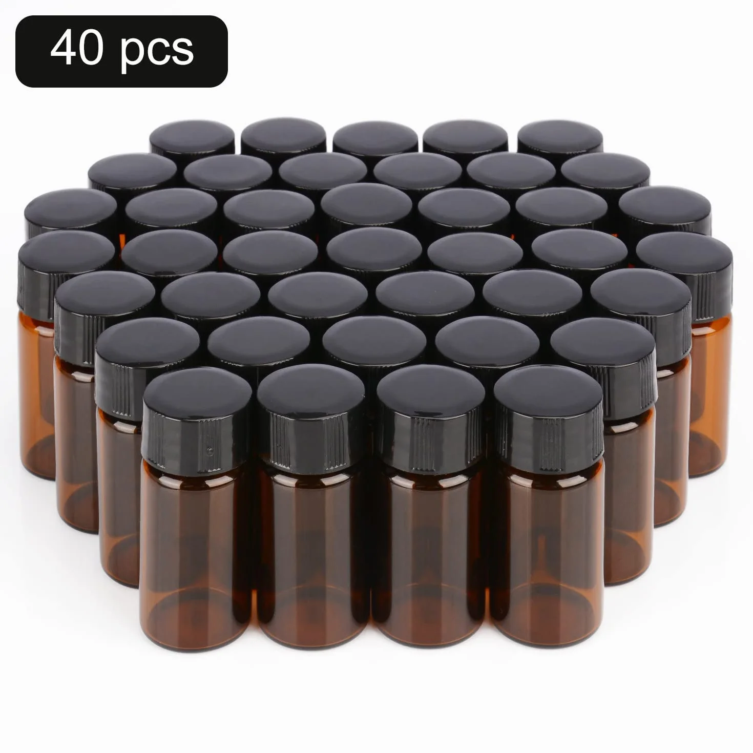Frasco de Muestreo de Vidrio Ámbar 10 ml con Tapa de Rosca, Paquete de 40