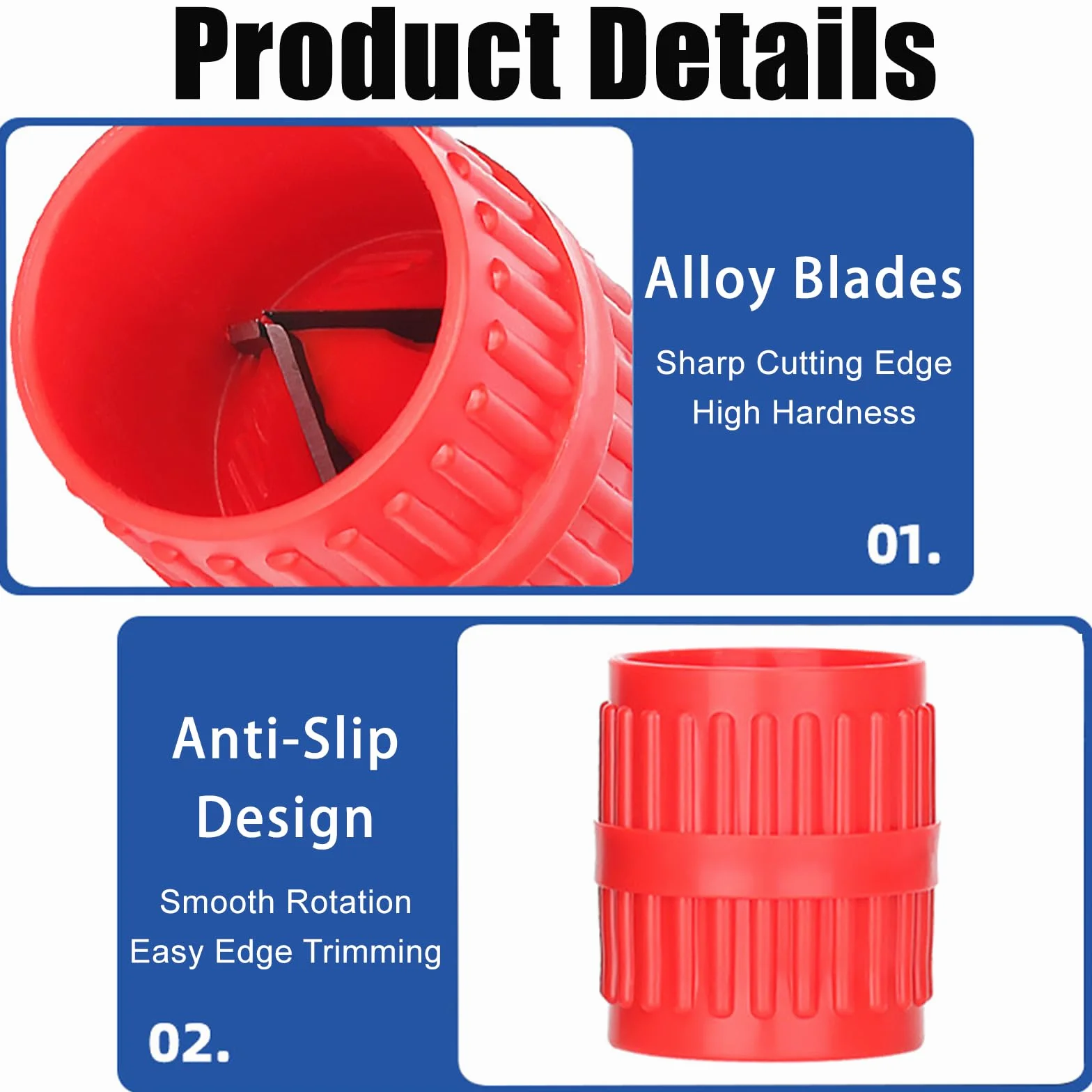 Herramienta de Desbarbado 2 en 1 Escariador Multicapa para Tuberías de Plástico y Cobre 5-38 mm Rojo