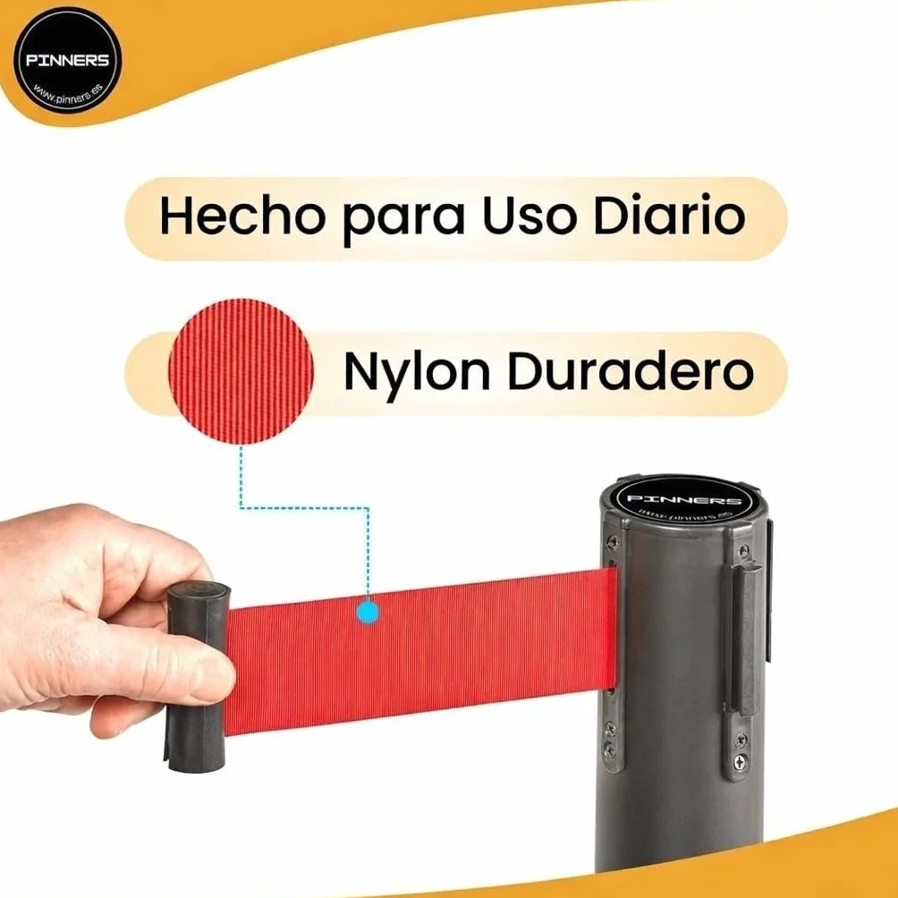 Poste Separador Cinta Extensible 3 m (2 szt.) - Cinta Delimitadora, Cinta Prohibido el Paso, Barrera Extensible