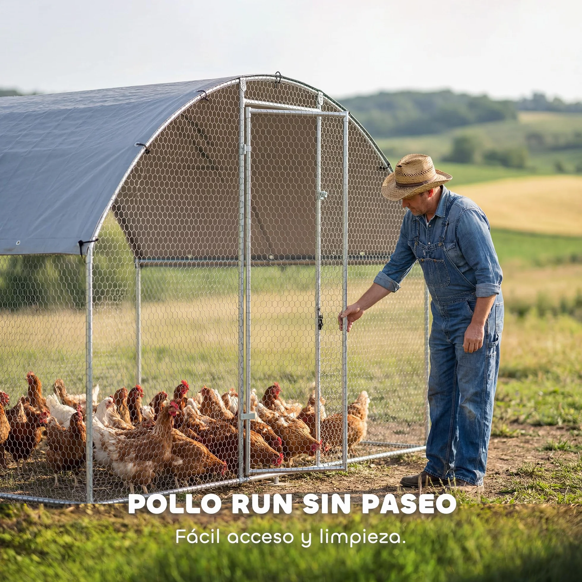 PawHut Gallinero Exterior 2,8x1,7x1,9 m 4,7 m² Acero Galvanizado Anti-UV Impermeable Jaula 5-8 Gallinas