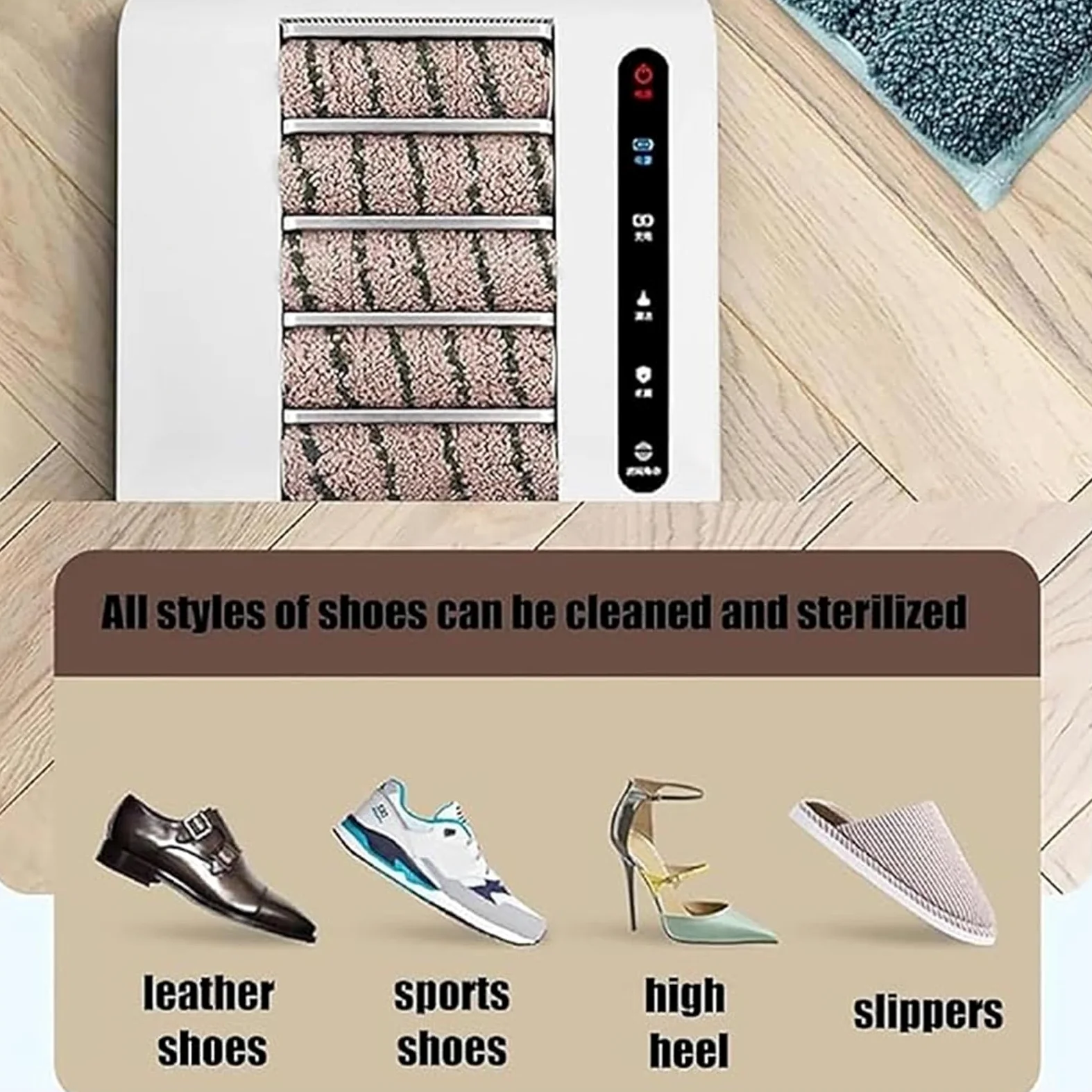 Pulidora eléctrica de zapatos de inducción, limpiador automático de suelas, succión de 1000 Pa, 260 RPM, sin agua, para botas y zapatos, oficina en casa, hotel