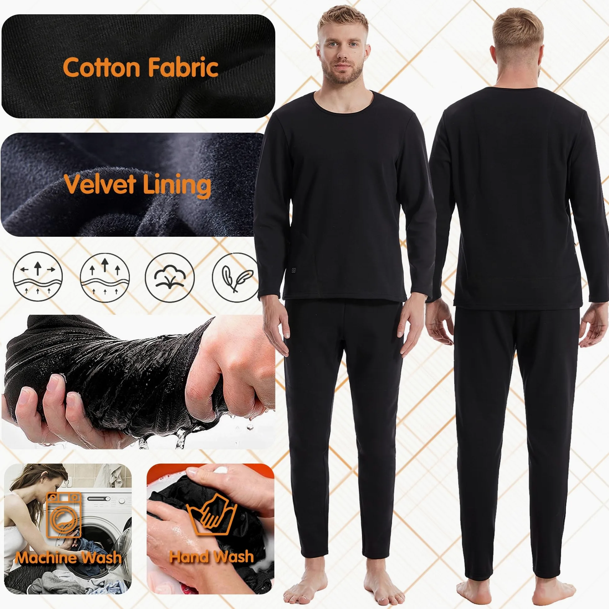 Hombres Calentado Ropa Interior Térmica Caza Caliente Larga Johns Conjunto con 22 Zonas De Calefacción Eléctrica Camisa Y Pantalones