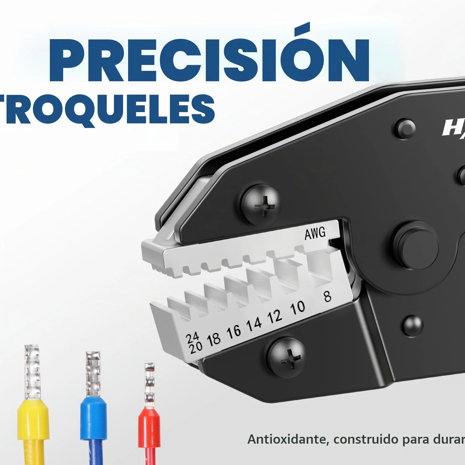 Crimpadora para Terminales de Cable Haisstronica 0,25–10 mm² (AWG24–8) Alicate de Crimpar