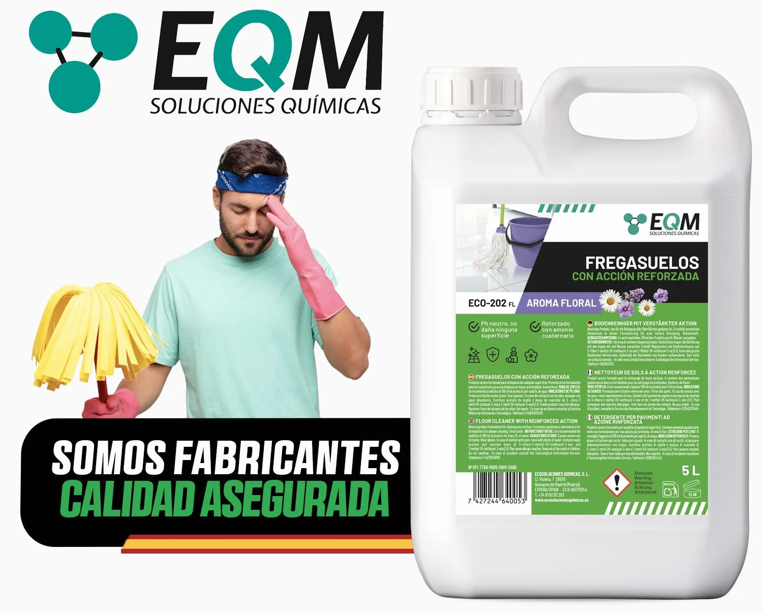 EQM ECO-202 Fregasuelos 5L Desengrasante Desodorizante