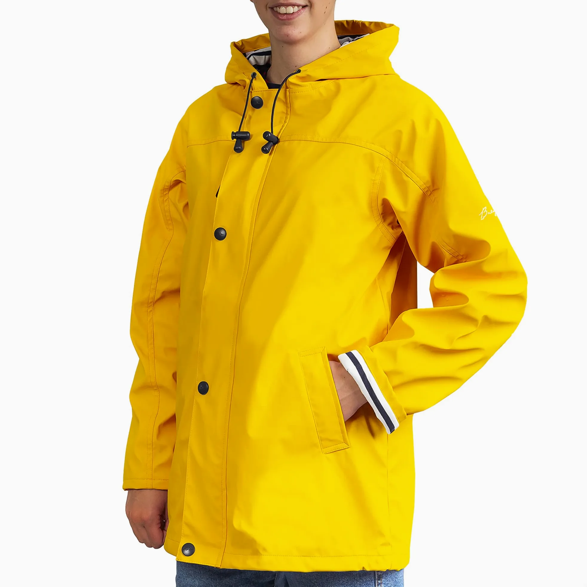 Breizh Ocean - Chubasquero Hombre o Mujer, de XS a 4XL, Marca Francesa ARMOR, Chaqueta impermeable Hombre con Interior Marino Rayado, Abrigo Mujer para la lluvia Disponible en Tallas Grandes