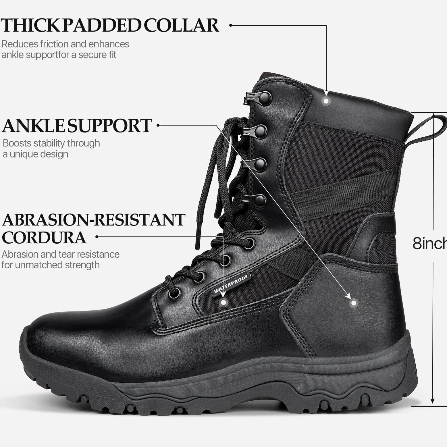 FREE SOLDIER Botas Tácticas para Hombre 8 Pulgadas Botas de Combate Ligeras Botas de Trabajo Militares de Cuero de Ante Duraderas Botas para el Desierto