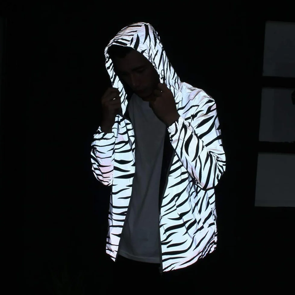 NewL Chaqueta ligera reflectante para hombre y mujer, estilo de malla, estilo cebra, impermeable