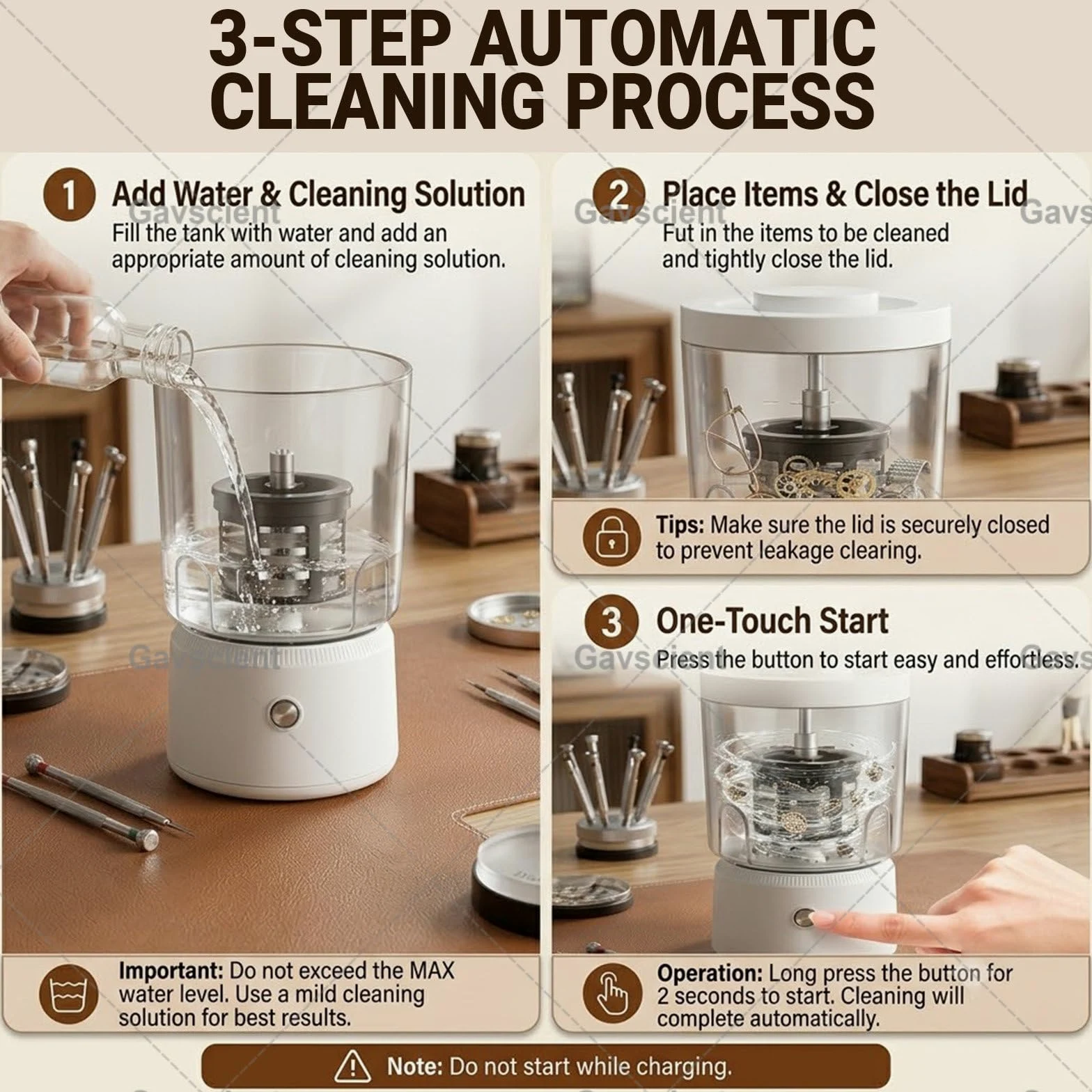 Limpiador de Joyas de Precisión y Máquina Automática de Limpieza de Relojes: Kit de Eliminación de Aceite para Gafas Cadenas Monedas Afeitadoras