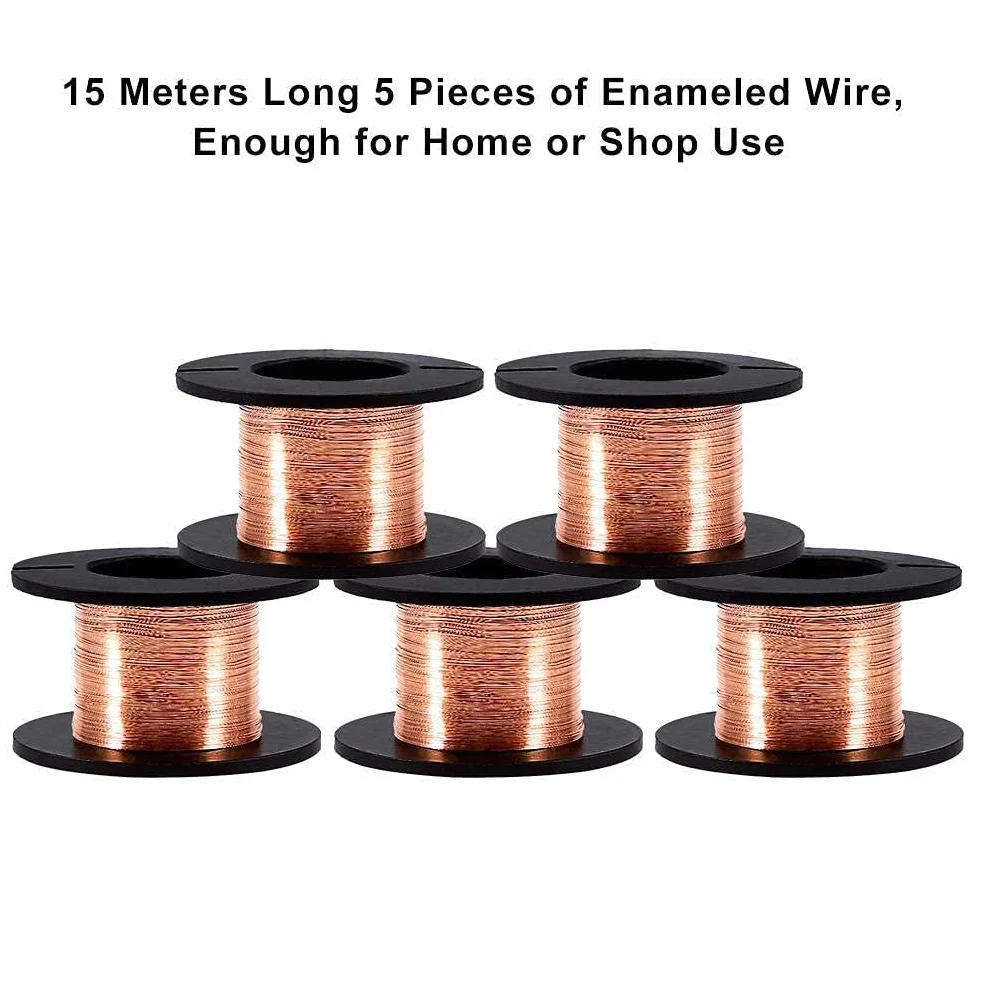 Alambre de Bobina Esmaltado 0.1mm 15m Cobre 5pcs
