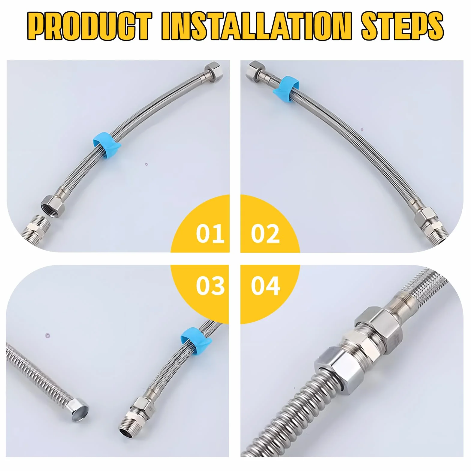 Conector Doble de Acero Inoxidable 1/2" para Manguera de Ducha, Adaptador Macho-Macho Hexagonal, Unión de Extensión