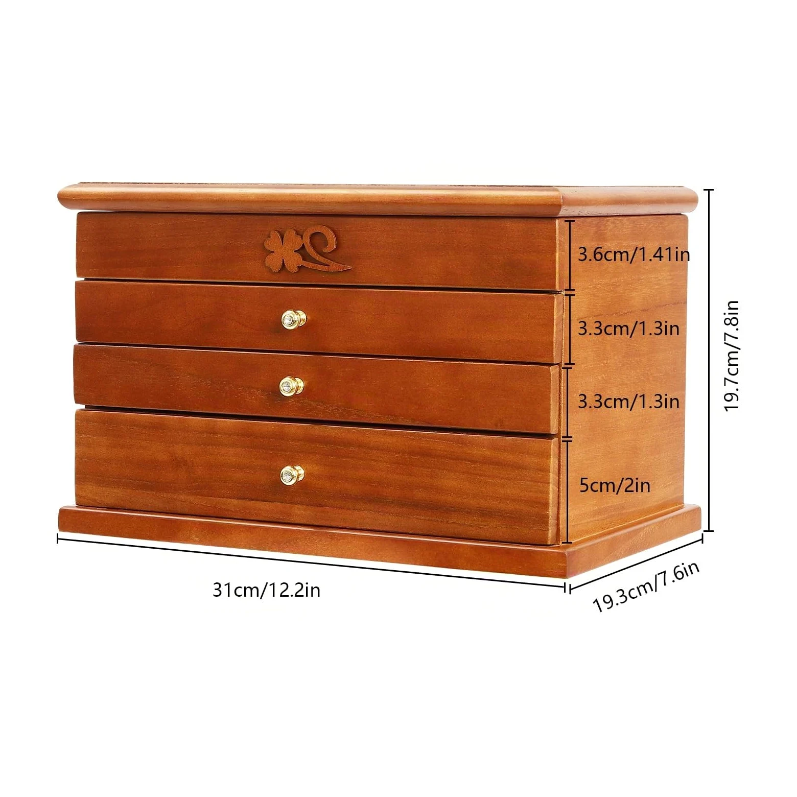Joyero de 4 Niveles, Organizador de Madera para Joyas para Mujeres, joyero de Madera con Cerradura y Espejo, cajones extraíbles para Joyas, Relojes, Collares, Anillos, Caja de Almacenamiento
