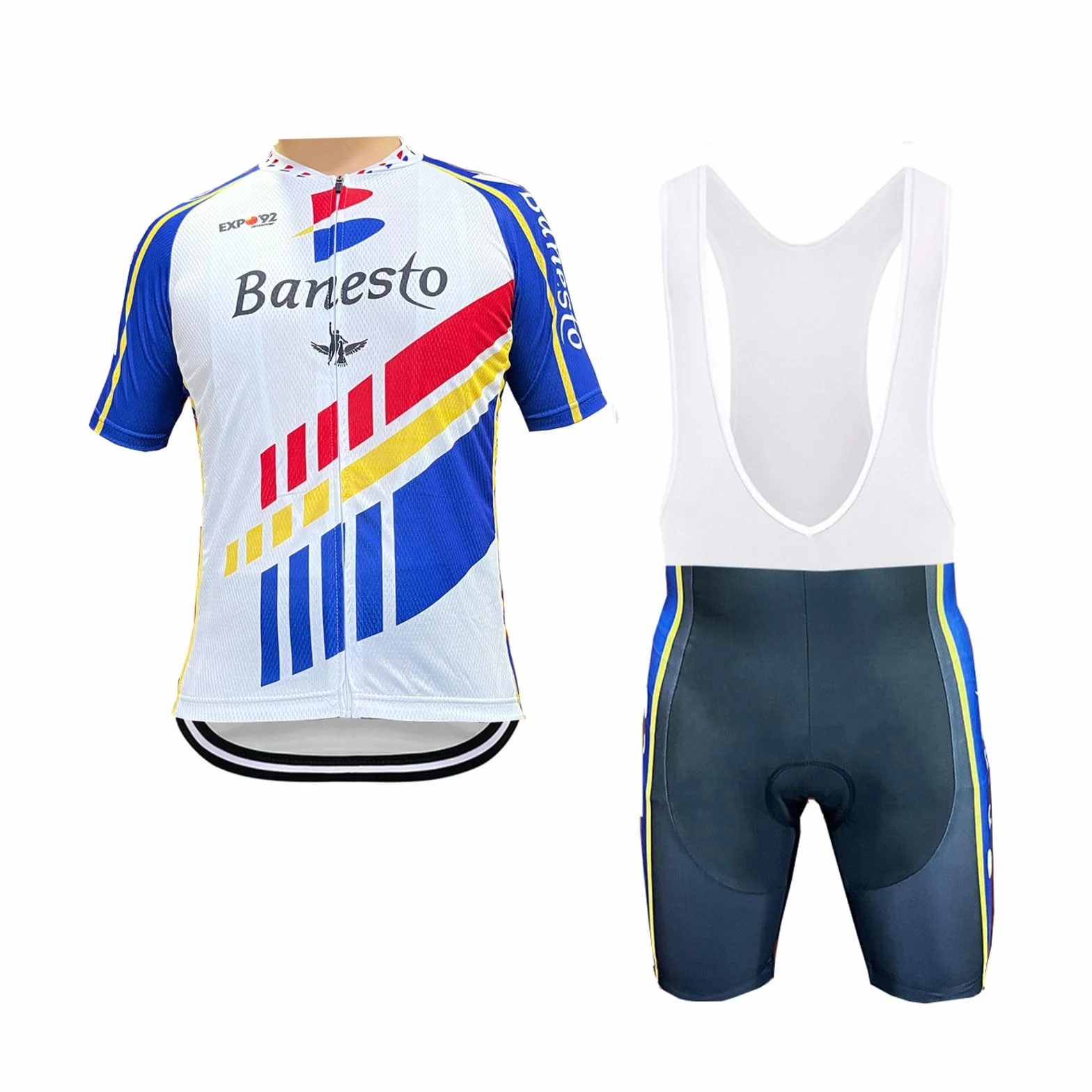 Retro Equipo Conjunto Maillot Ciclismo Para Hombre, Camiseta Ciclismo MTB Transpirable Culotte Corto Secado Rápido Paddad