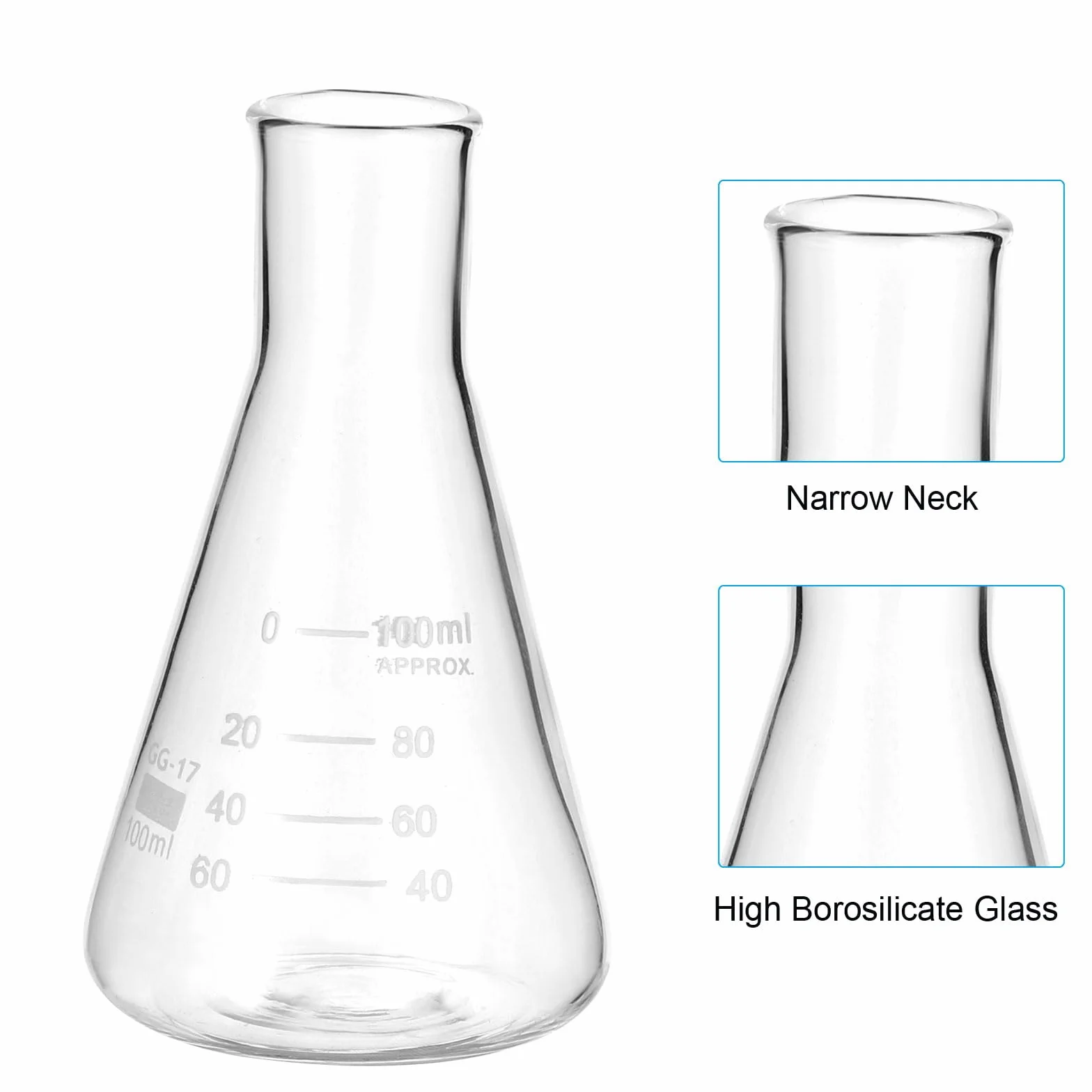 PATIKIL Kolba Erlenmeyer 3 szt 100 ml Szkło Borokrzemianowe Z Podziałką Laboratorium Chemiczne