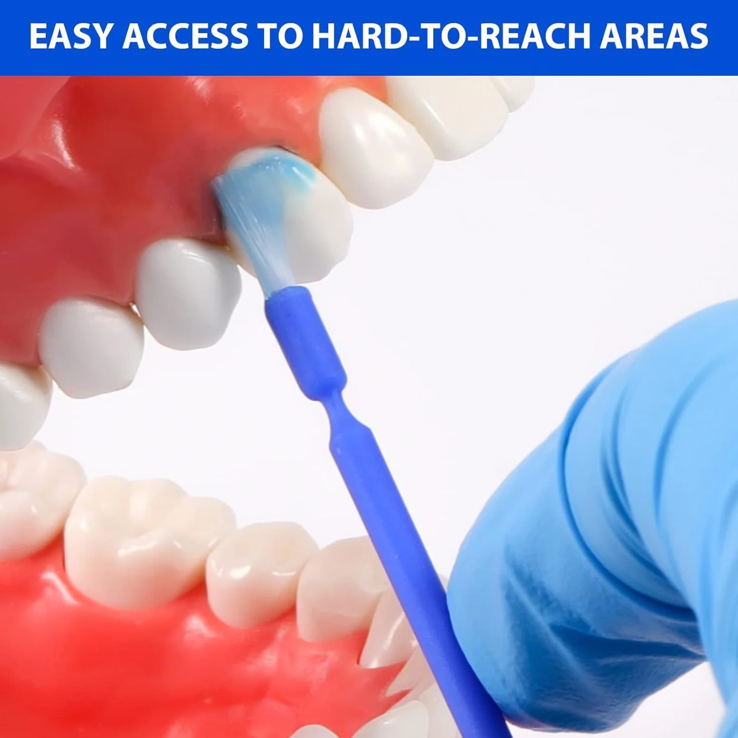 Cepillos aplicadores dentales desechables 200 uds para blanqueamiento azul y blanco