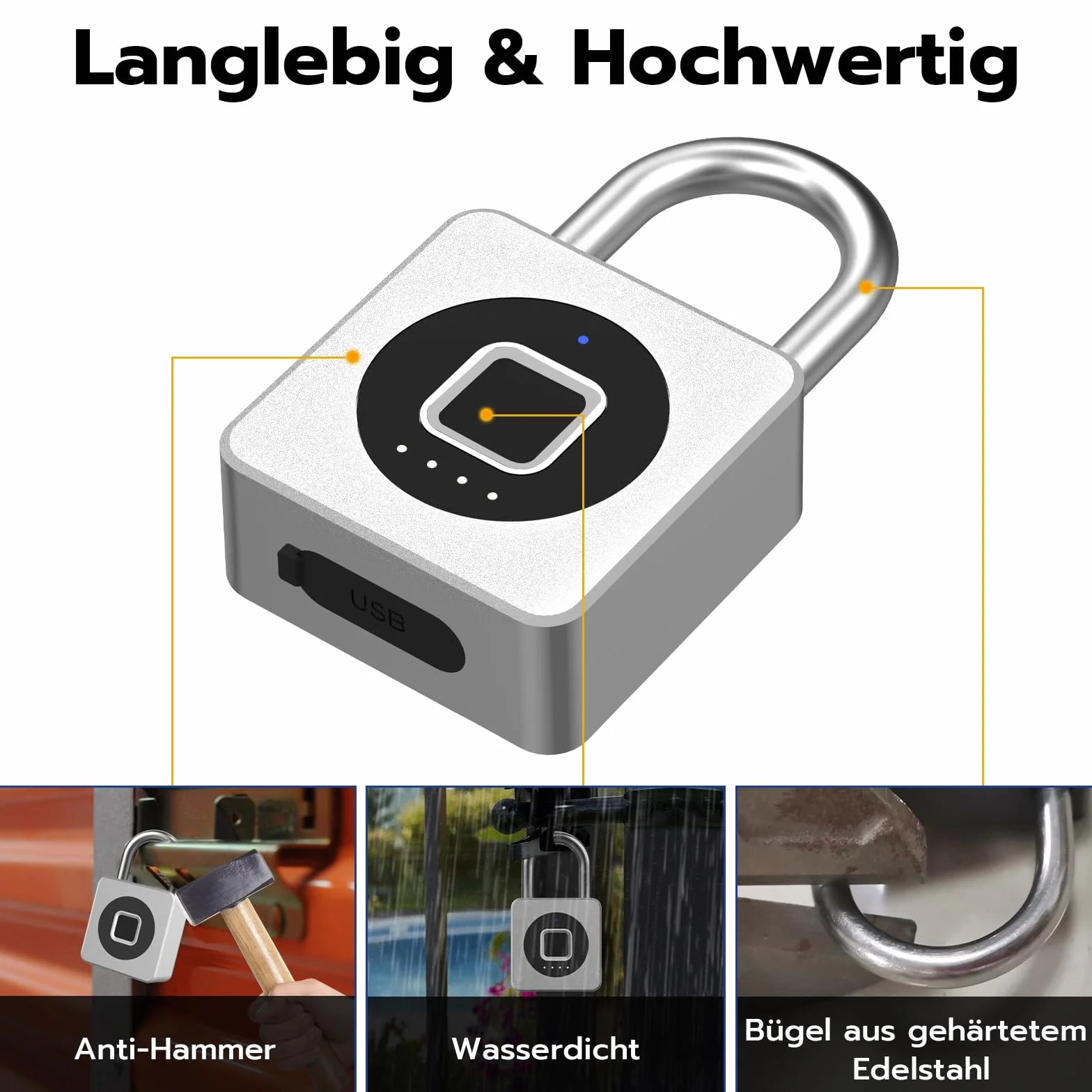 Eseesmart Candado de huella dactilar, candado para gimnasio, Bluetooth con huella dactilar, iOS Watch, resistente al agua, candado para equipaje, almacenes, coche de carga, garaje, taquilla