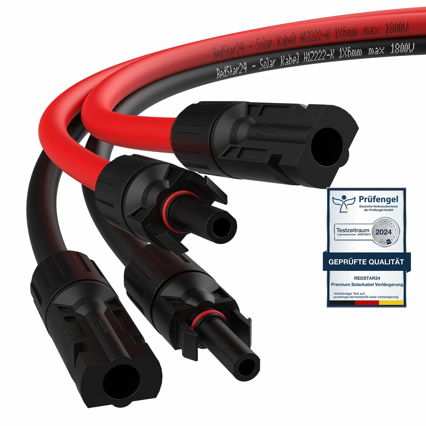 RedStar24 Cable Solar 4mm² 6mm² IP68 Extensión Fotovoltaico Resistente UV 2m
