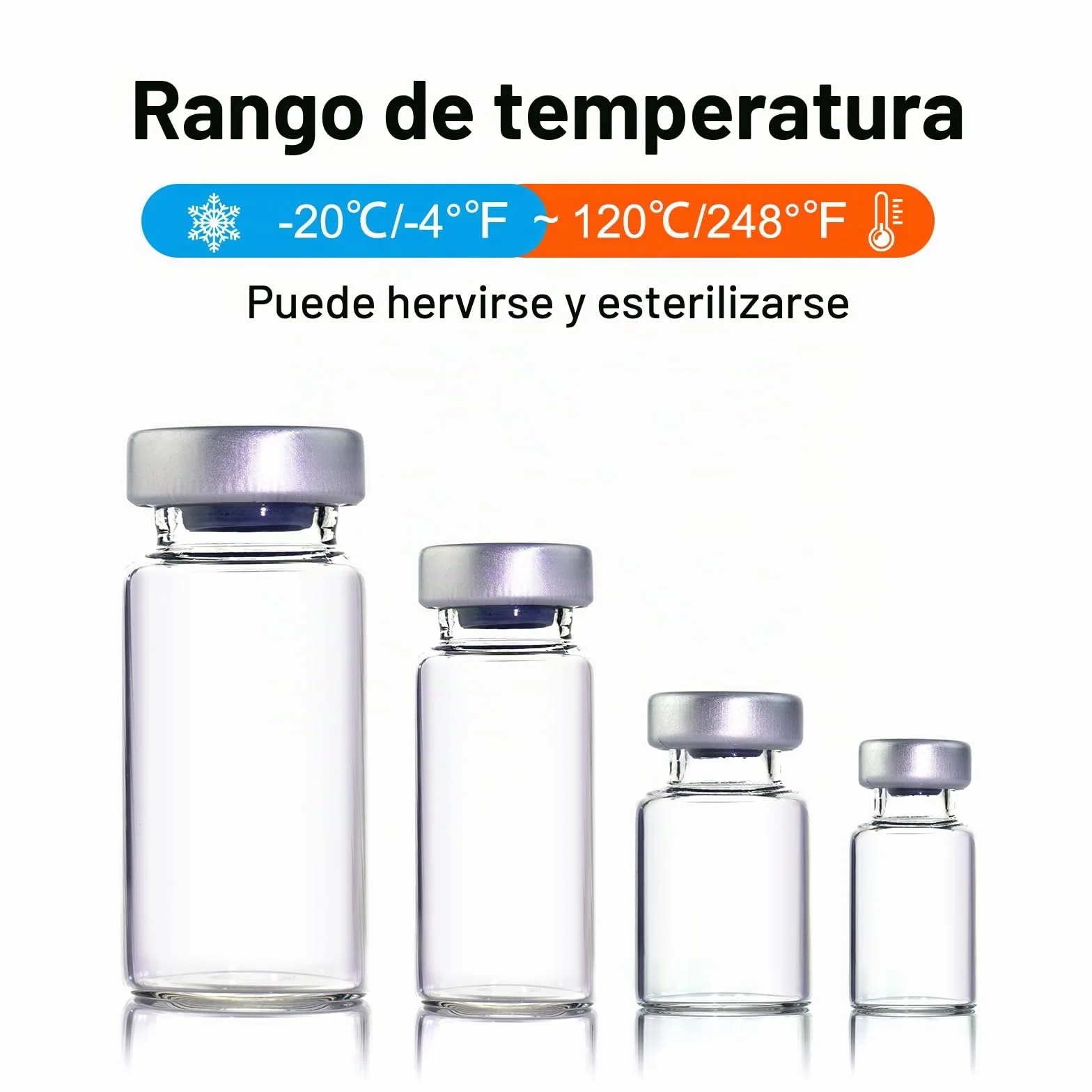 Pack de 10 viales de muestra sellados de 3 ml, frascos Headspace con fondo transparente