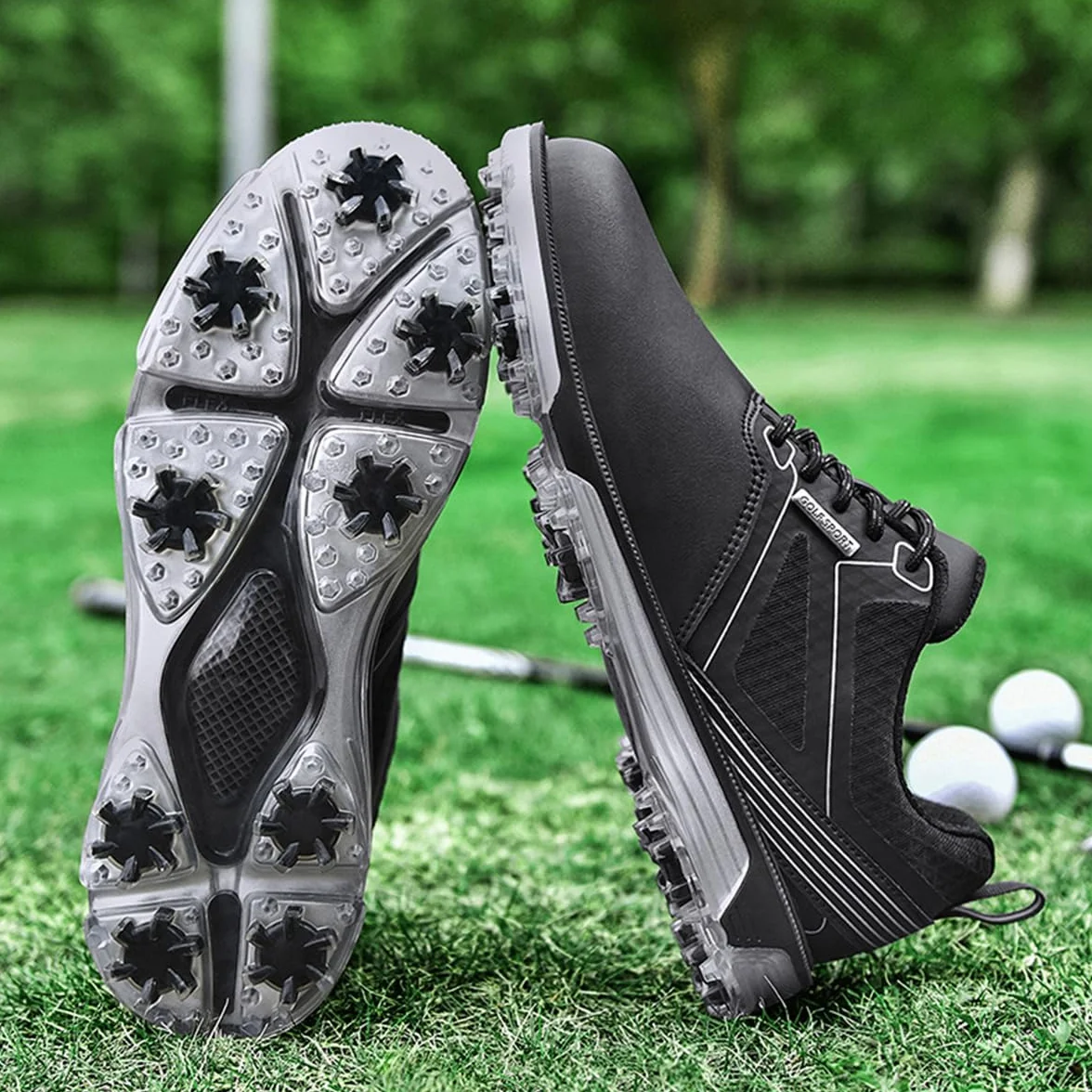ULTIANT Zapatos de Golf para Hombre, Impermeables, Transpirables, Cordones, Zapatos de Entrenamiento