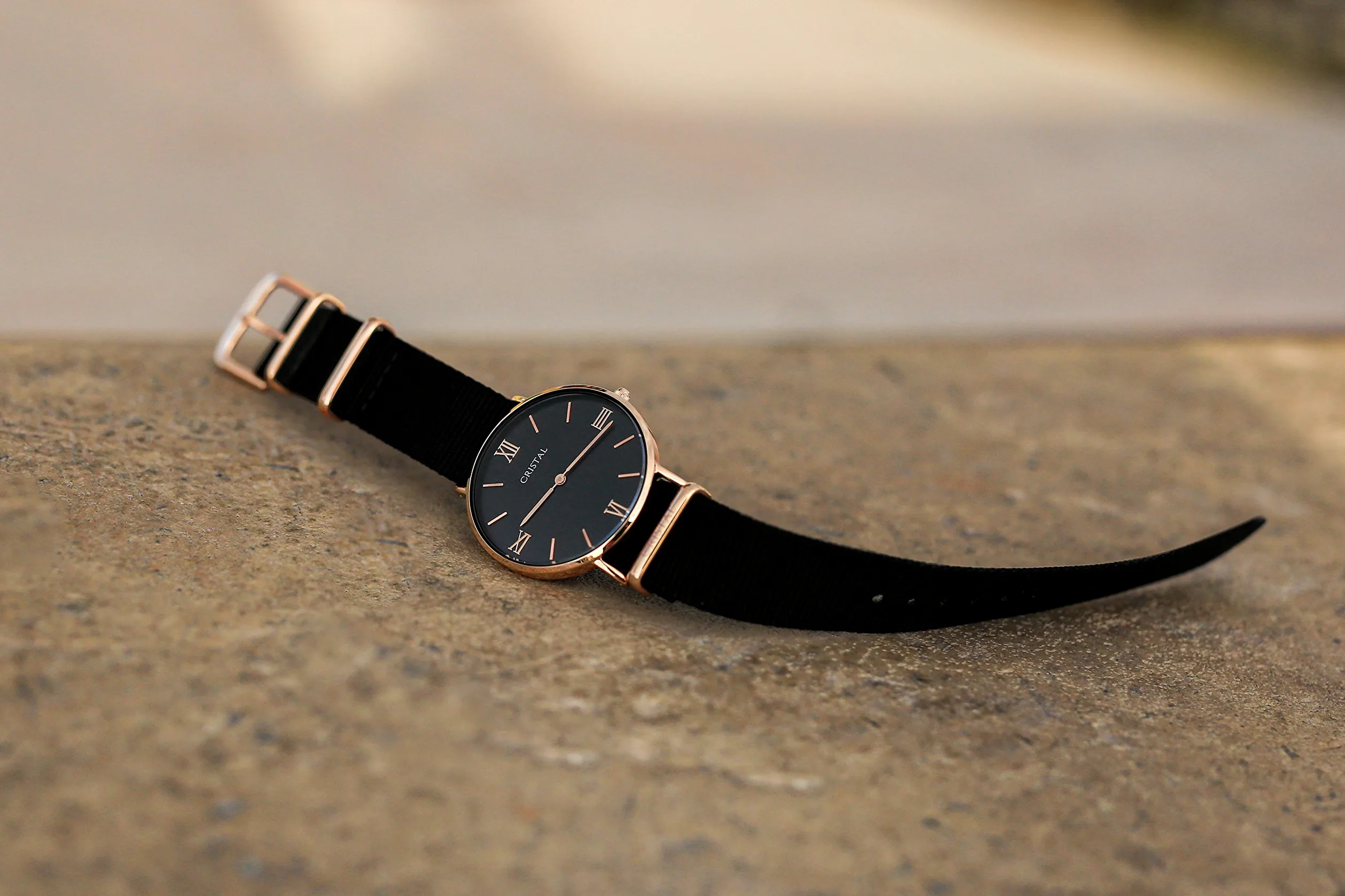 Cristal Reloj, oro rosa – Unisex – Pulsera de nailon