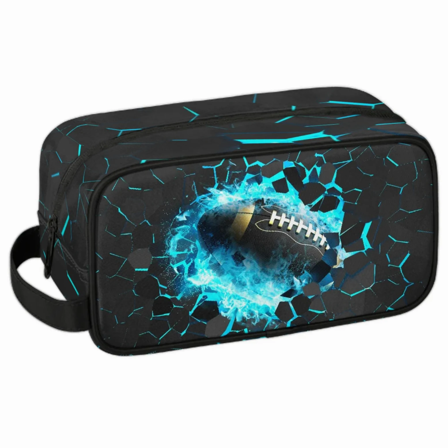 Neceser infantil para niños, impermeable, para colgar artículos de tocador para niñas, kit de maquillaje de afeitado, organizador de accesorios de viaje (fútbol 3D)