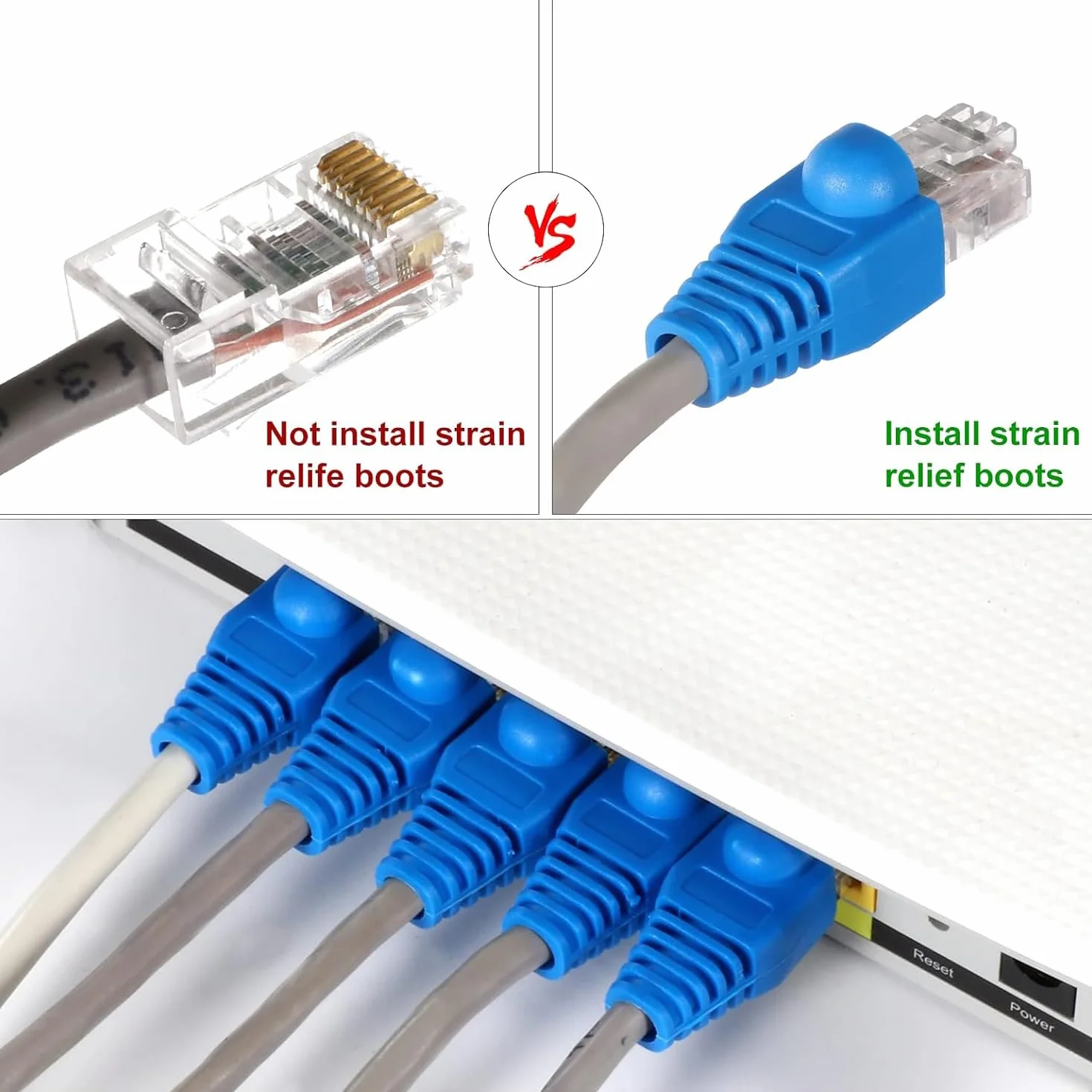 Kit de herramientas de crimpado Ethernet RJ45, Cat5, Cat5e y Cat6 con 50 conectores y cubiertas