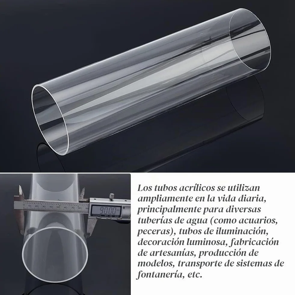 OLYCRAFT Tubo redondo de acrílico transparente 305 x 90 mm manualidades lámparas acuario