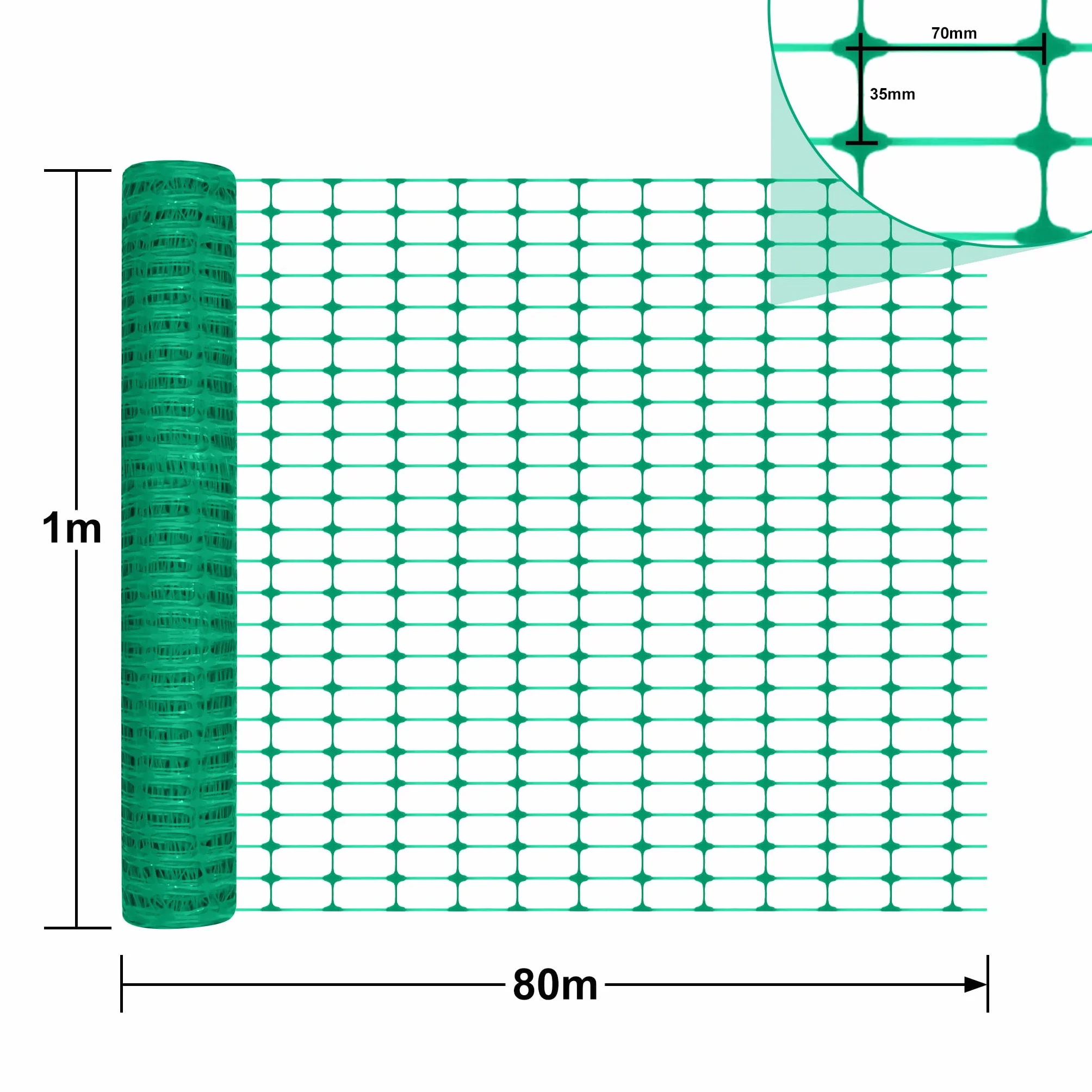 HENGMEI Valla de Construcción 80 m x 100 cm Red de Protección de Plástico Verde
