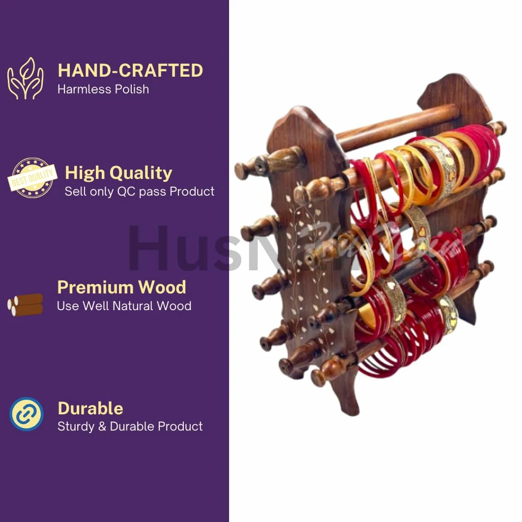 HusNain Soporte de madera para pulseras, organizador de brazaletes, soporte plegable Chuddi, artículo de regalo para mujeres, organizador de exhibición de joyas, soporte de pulsera para joyas (marrón)