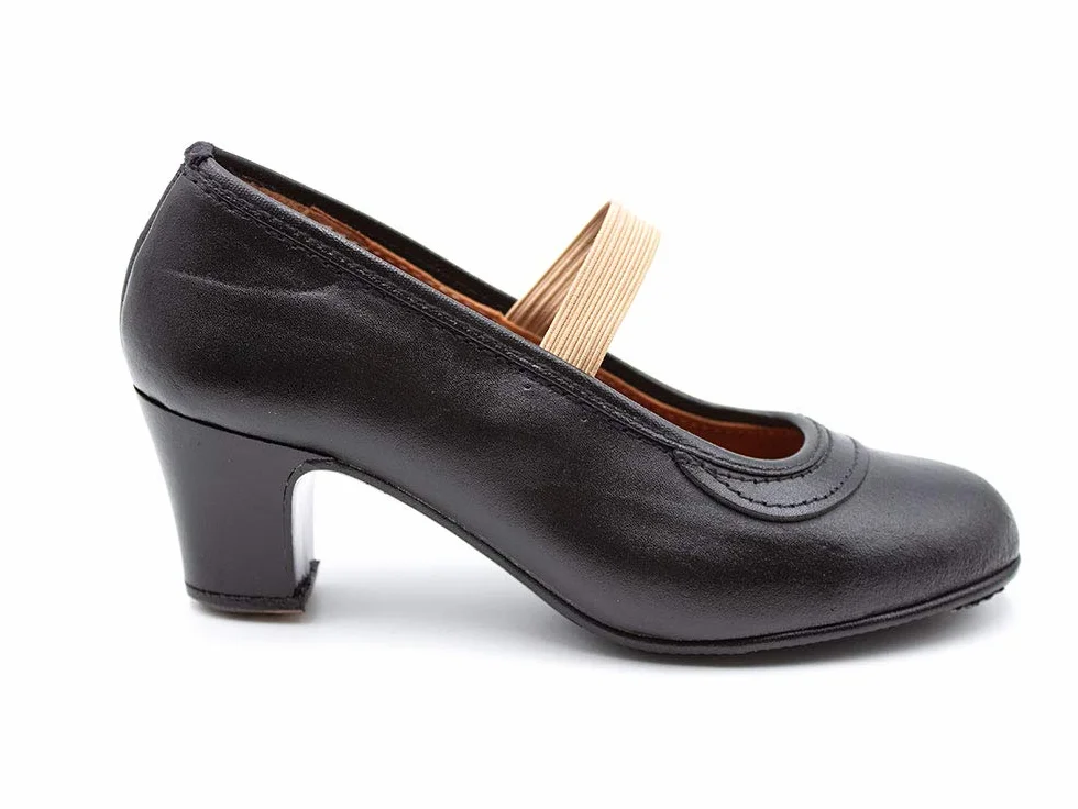 Zapato Profesional de Baile Malaca Piel Cierre Goma elástica Tacón Suela Clavos Niña