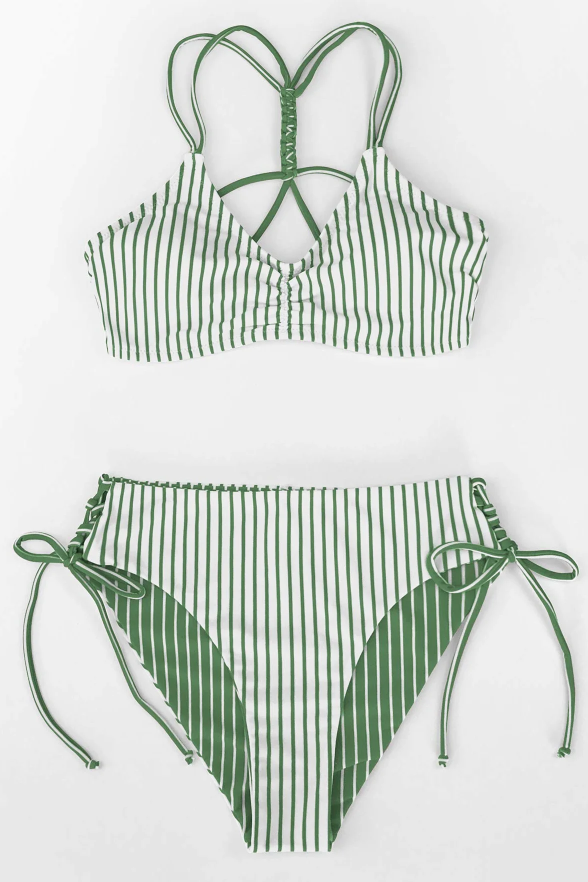 CUPSHE Conjunto de Bikini Reversible Lace Up Laderal Traje de Baño de Dos Piezas