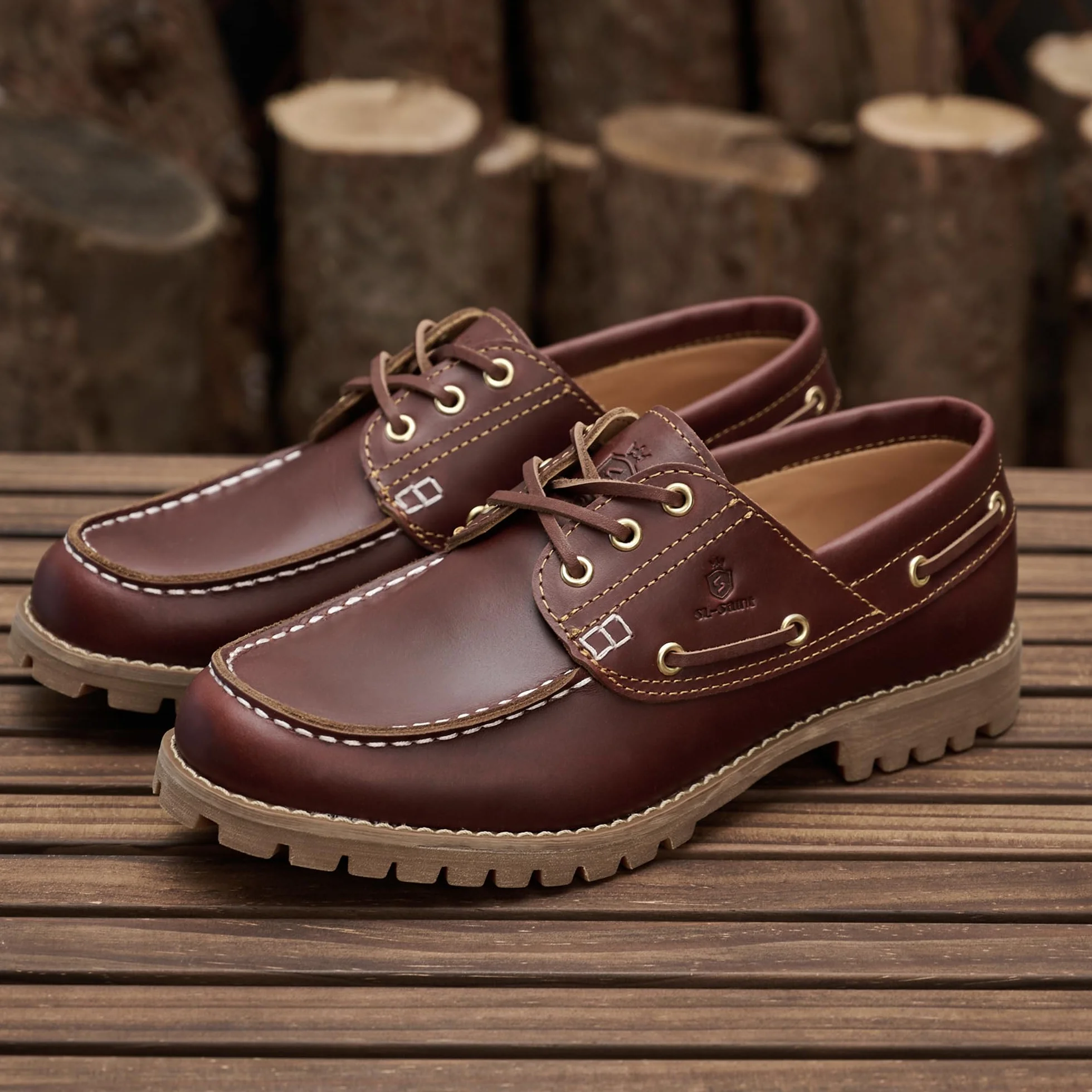Hecho a Mano de los Hombres clásicos Boat & Deck Zapatos Moc Toe Lace Up Cómodo Moda Casual Náuticos