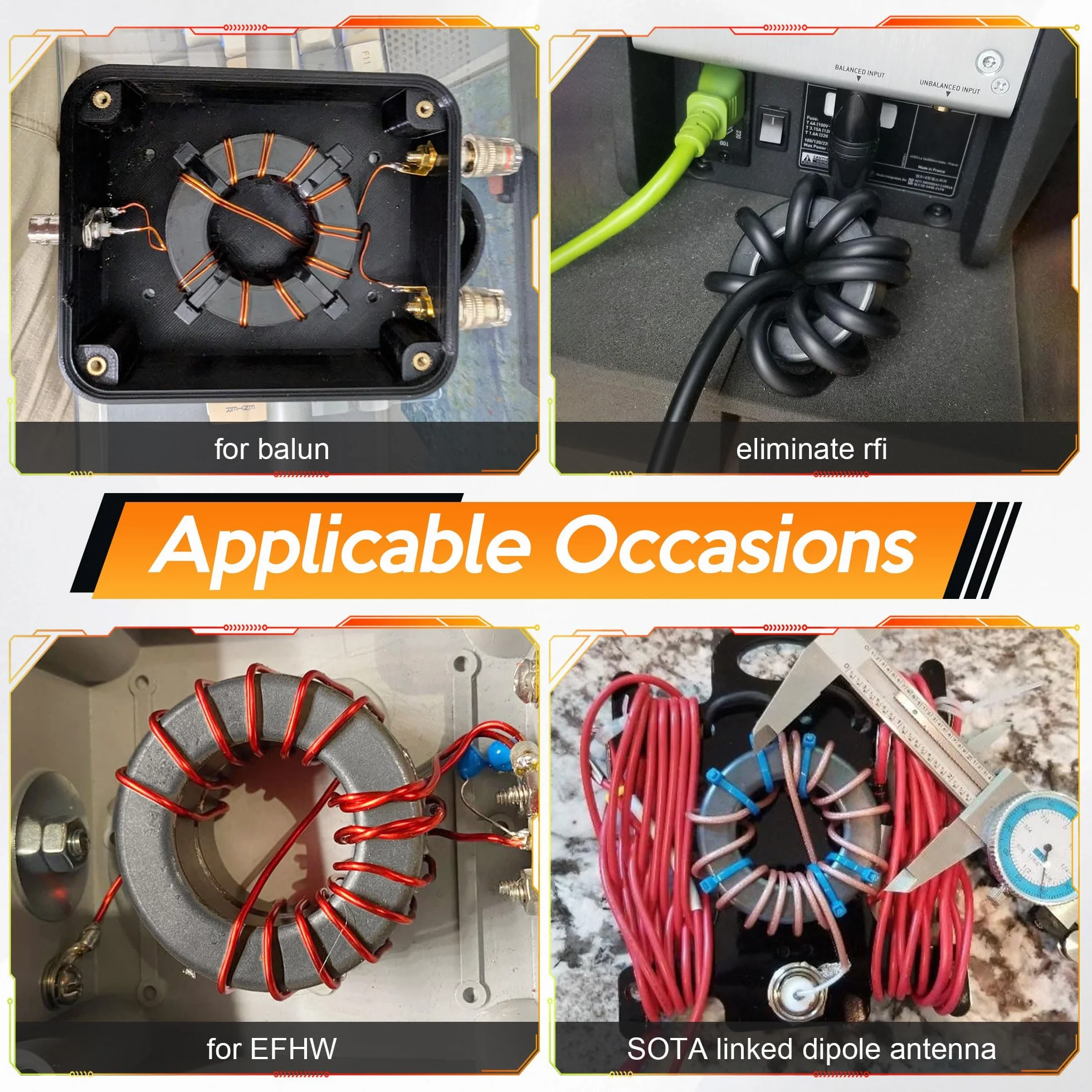 Núcleo de ferrita toroide FT240-43 2.4 pulgadas para supresión RFI EMI RF HF EFHW