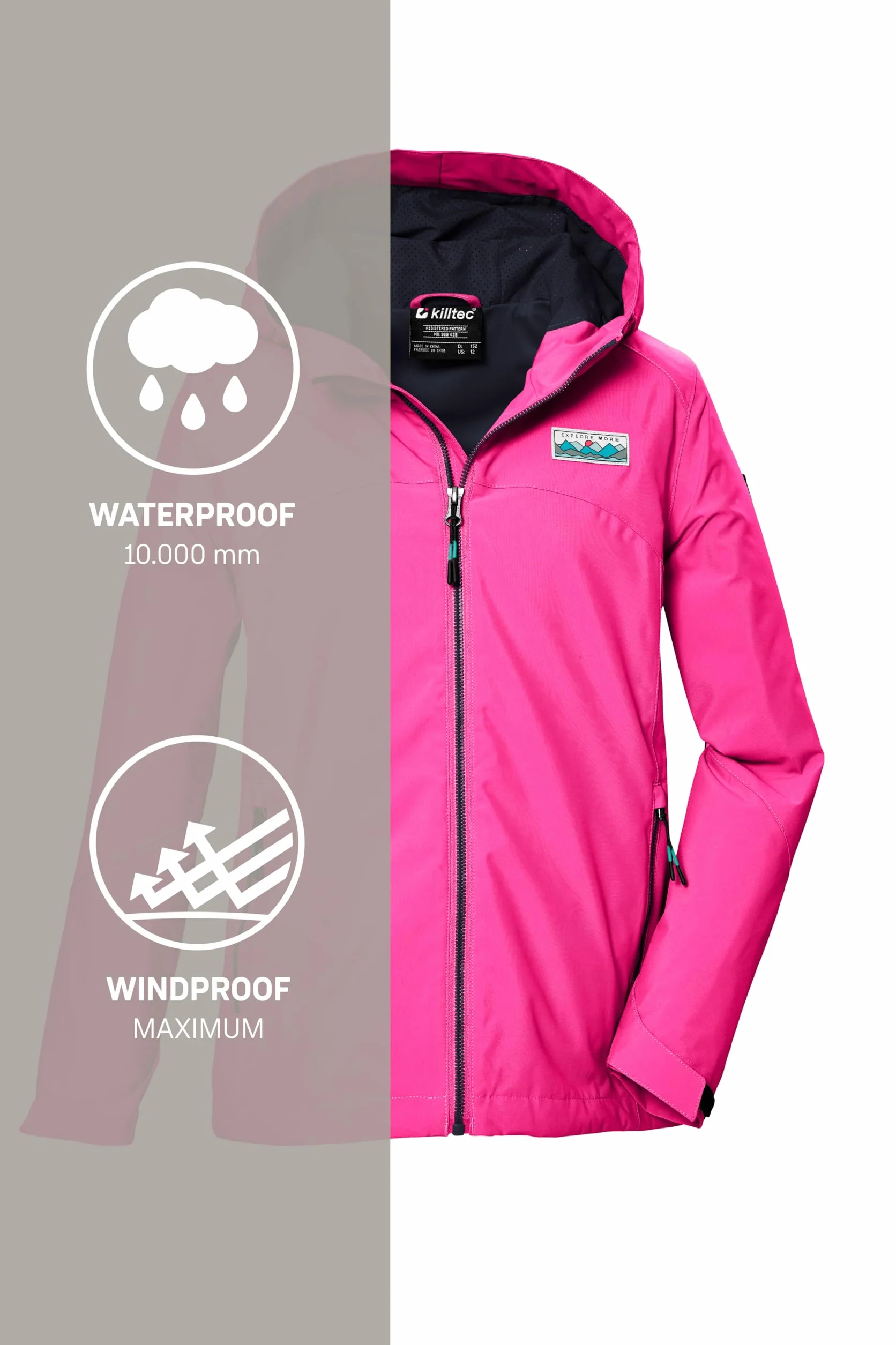 Killtec Kos 146 Grls Jckt Chaqueta funcional impermeable/chaqueta impermeable con capucha Niñas