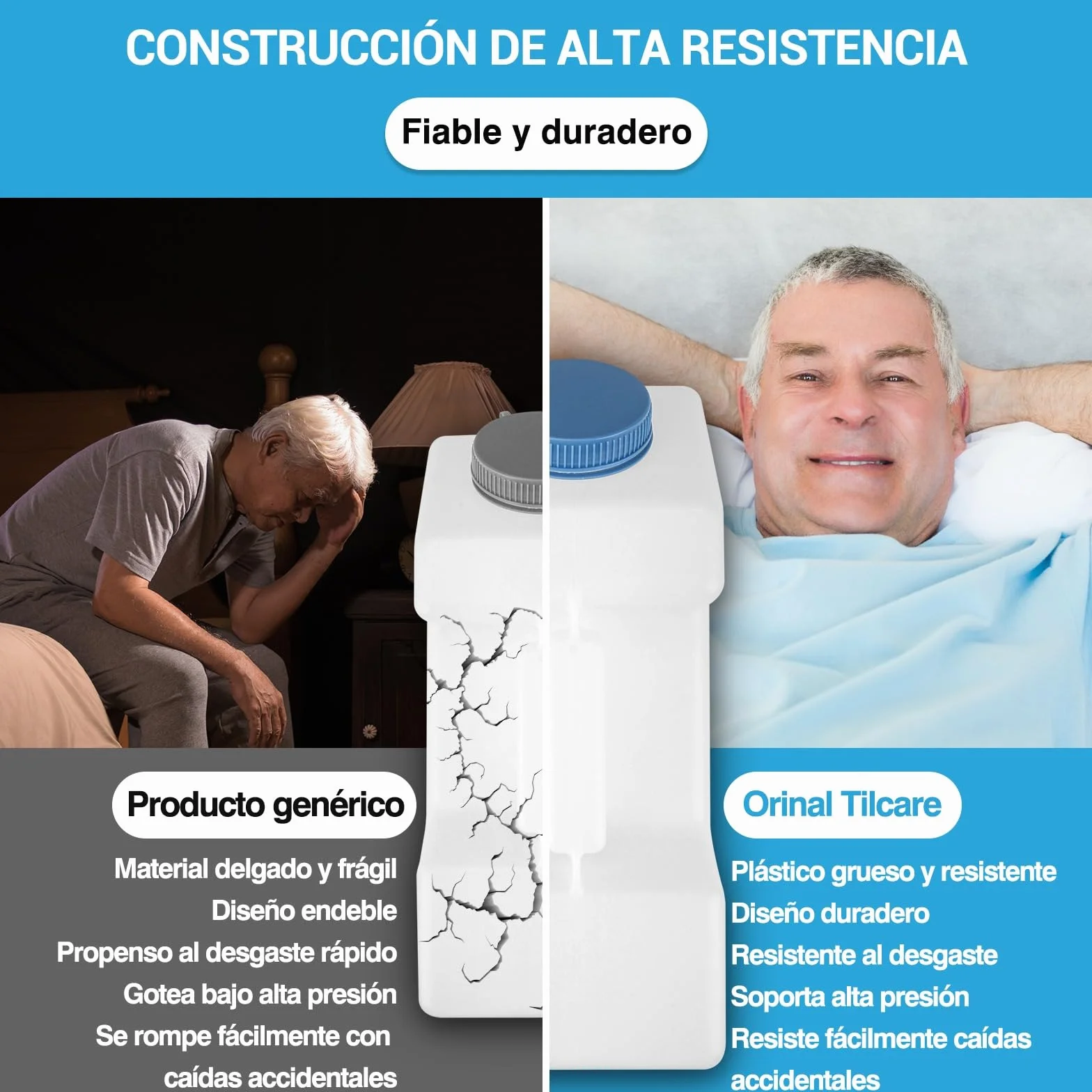 Tilcare Urinarios Portátiles para Hombres Antiderrame 3000 ml 101 Oz Brillante en la Oscuridad