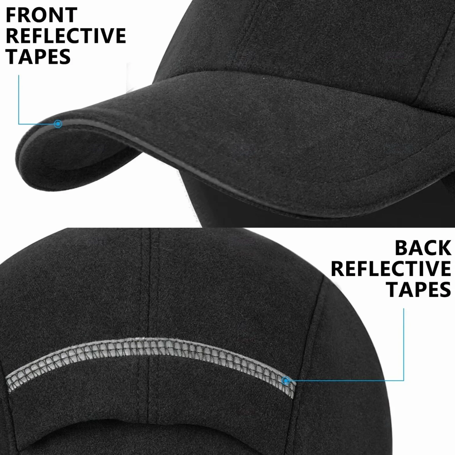 GADIEMKENSD Women's Winter Reflective Fleece Ponytail Hat with Drop Down Ear Warmer for Outdoor Activity Cap