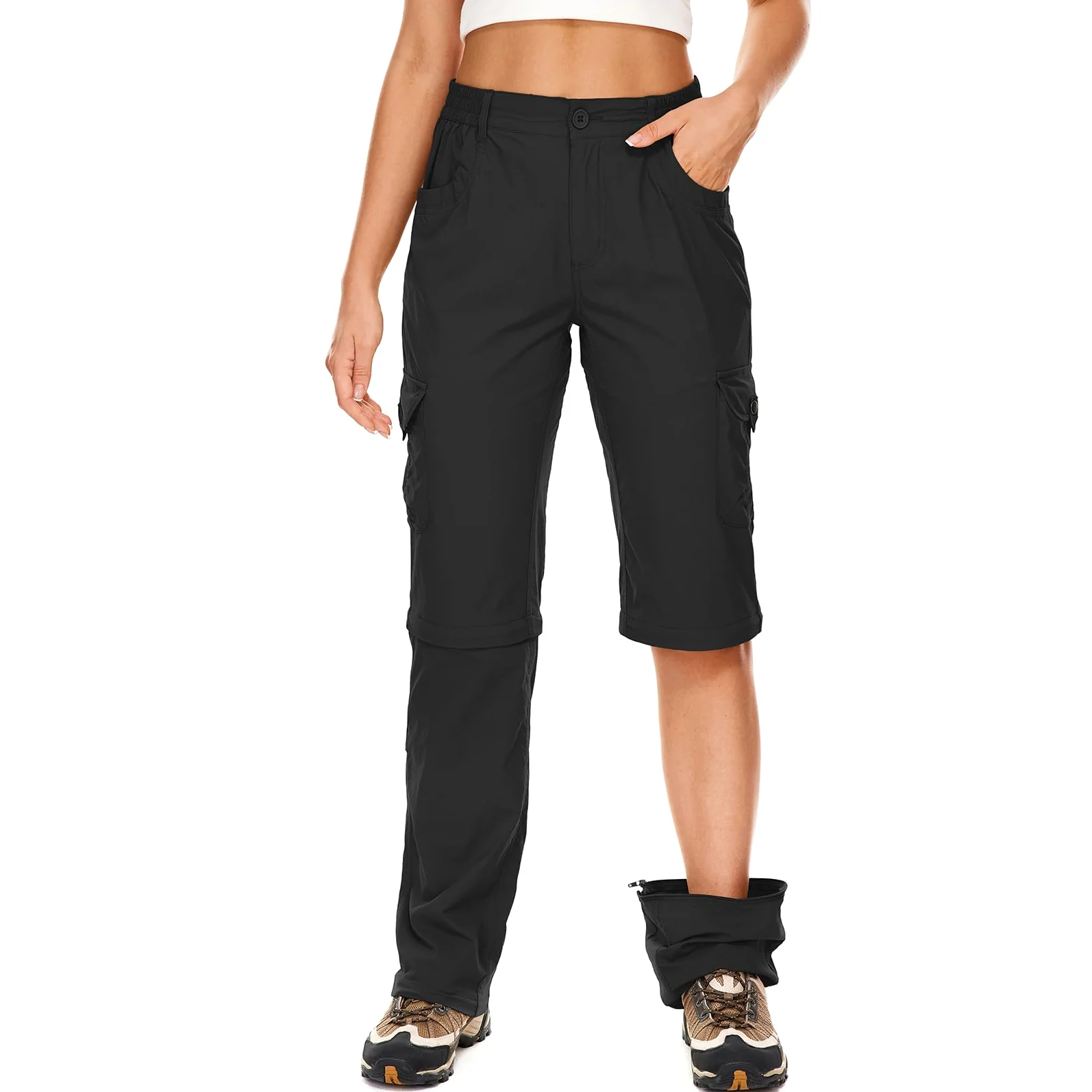 Walking Trousers Women Cargo Pants Waterproof Summer Quick Dry Convertible Stretch Outdoor Casual UPF 50 Hiking Zip Off