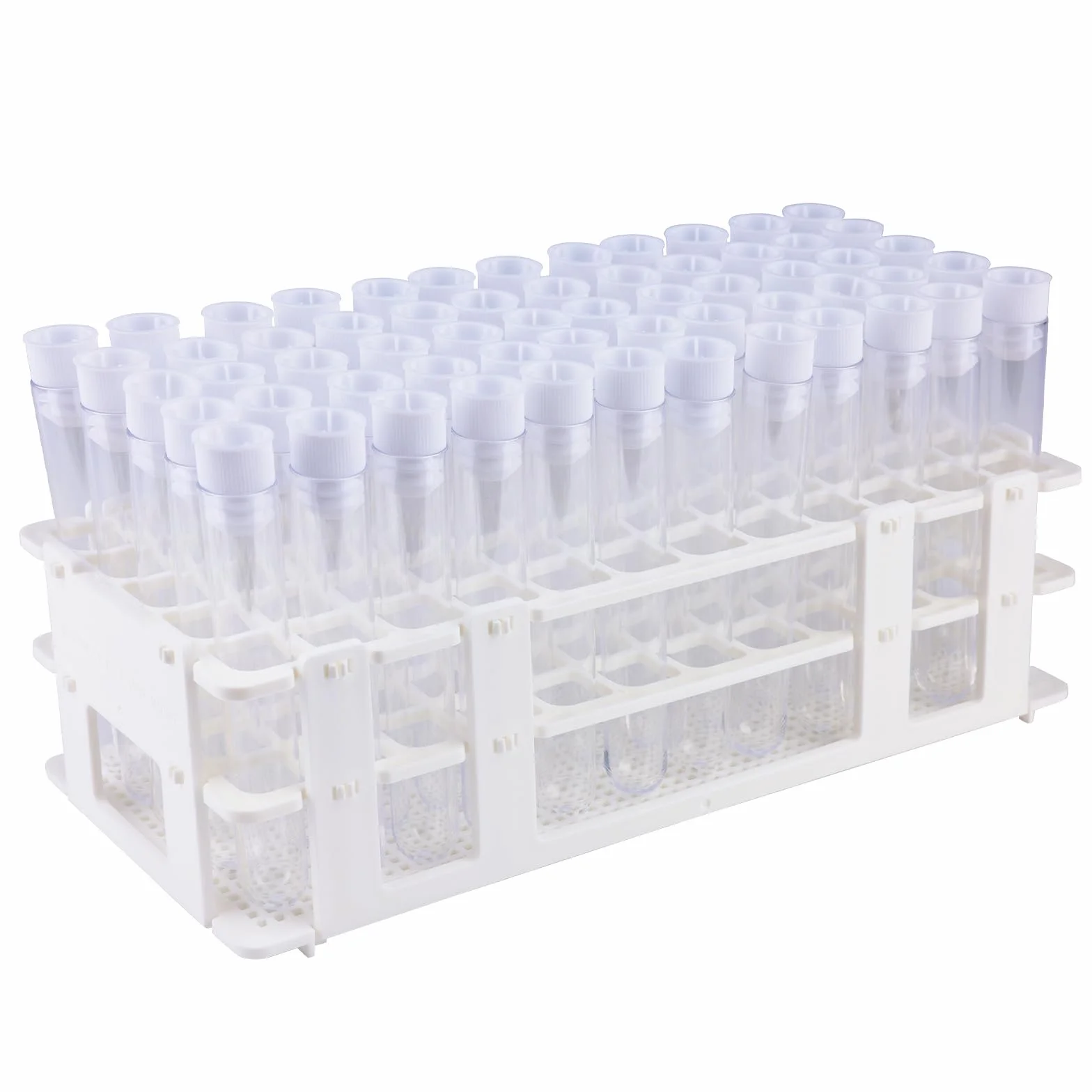 Stonylab Juego de Tubos de Ensayo de Plástico 16 mm 60 Piezas con Soporte 10 ml