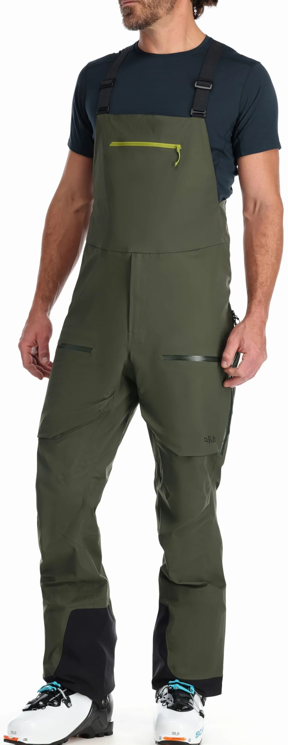RAB Khroma Kinetic Bib Pantalones impermeables transpirables para esquí y montañismo - Ejército - M