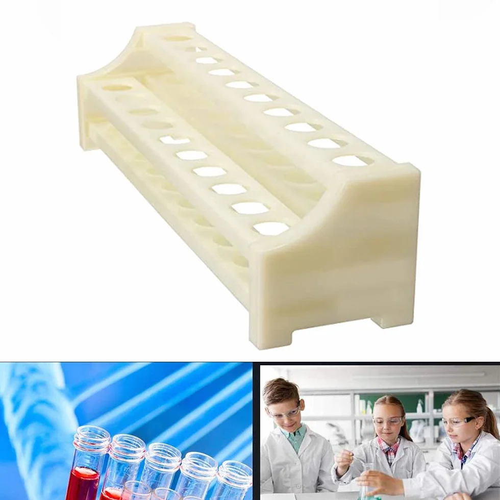 Soporte de Tubo de Ensayo de Plástico Blanco 2 Capas para 15mm Tubo de Ensayo