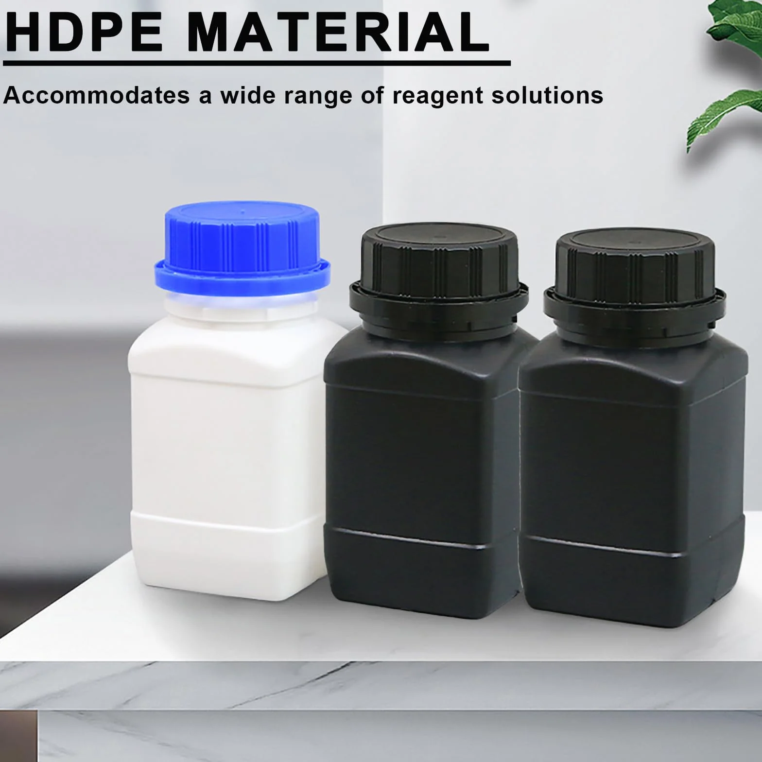 Botellas de Plástico HDPE 250ml 6 Piezas, Frascos Boca Ancha con Tapón de Rosca, Recipientes Almacenamiento Laboratorio Cocina Hobby Negro