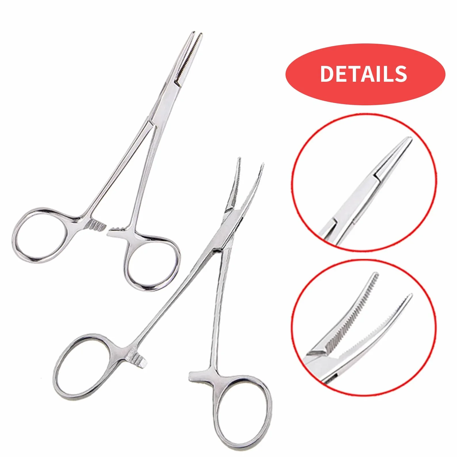 Alicates de piercing, pinza de arteria, herramienta de agarre de bola, juego de costura